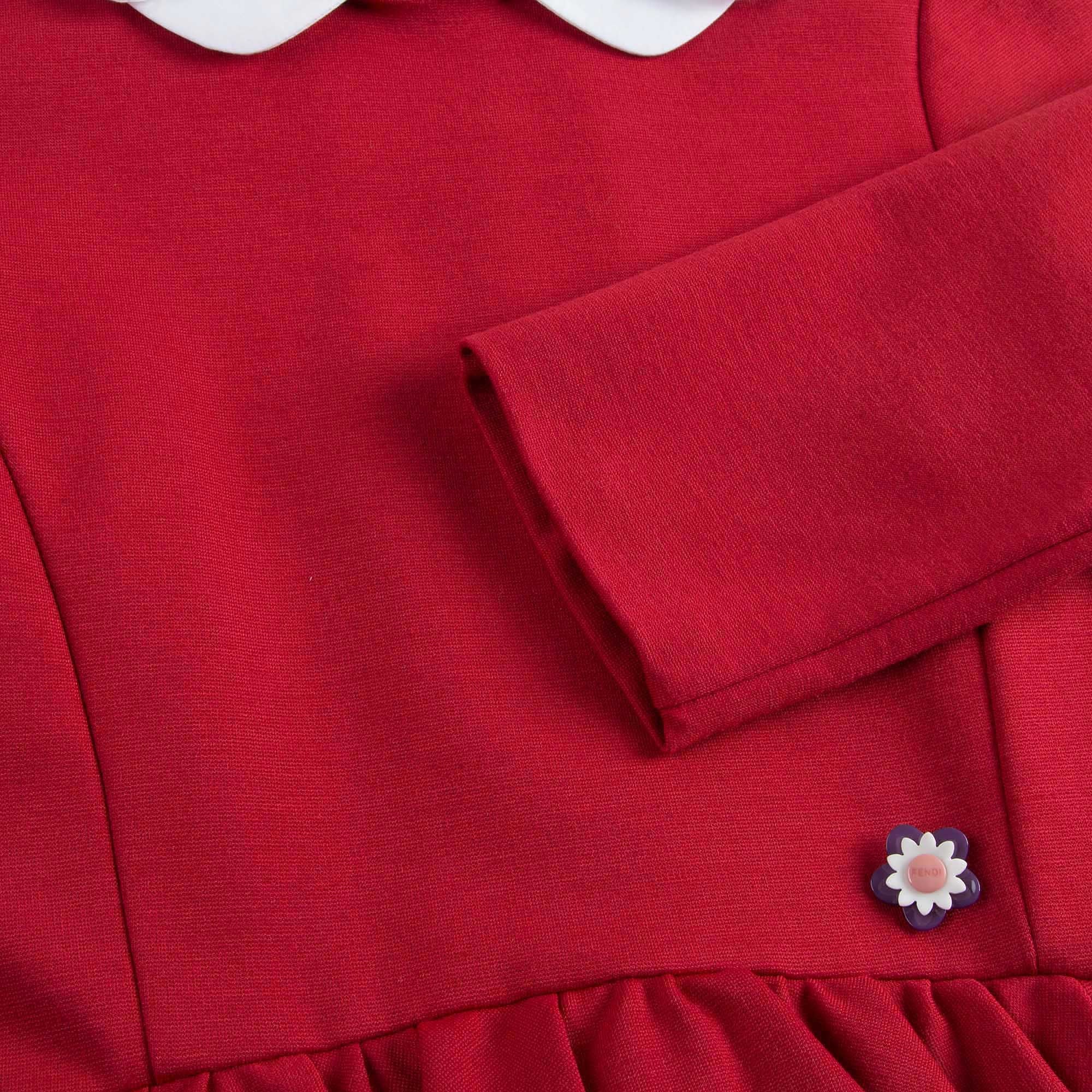 Girl Red Woven Ruffled Waisted Dress - CÉMAROSE | Children's Fashion Store - 4