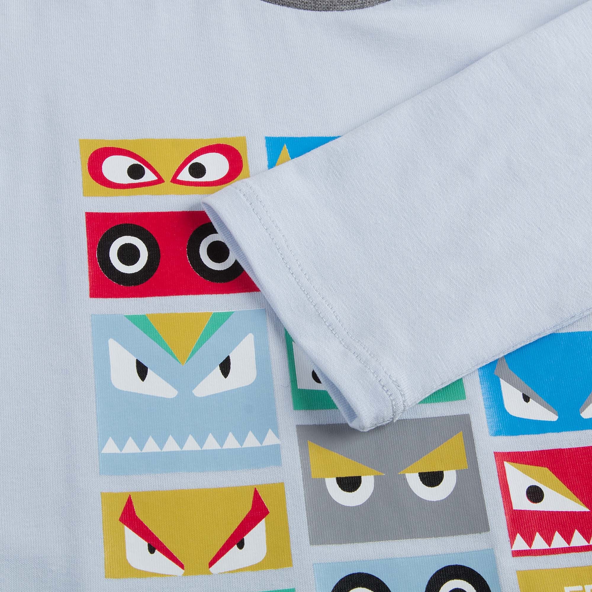 Baby Boys Light Blue T-Shirt With Multicolor Monster Print - CÉMAROSE | Children's Fashion Store - 5