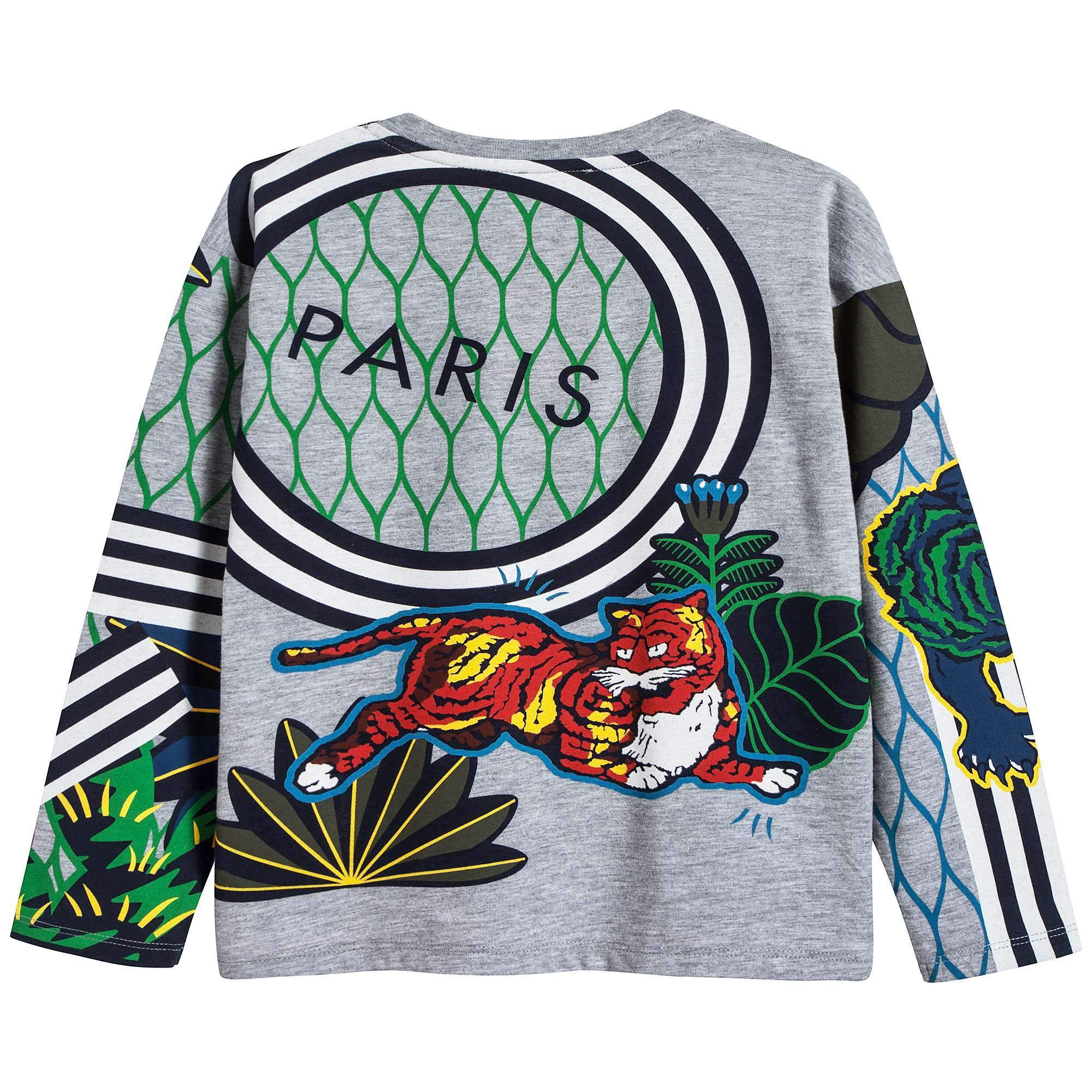 Boys Marl Grey Printed Cotton T-shirt