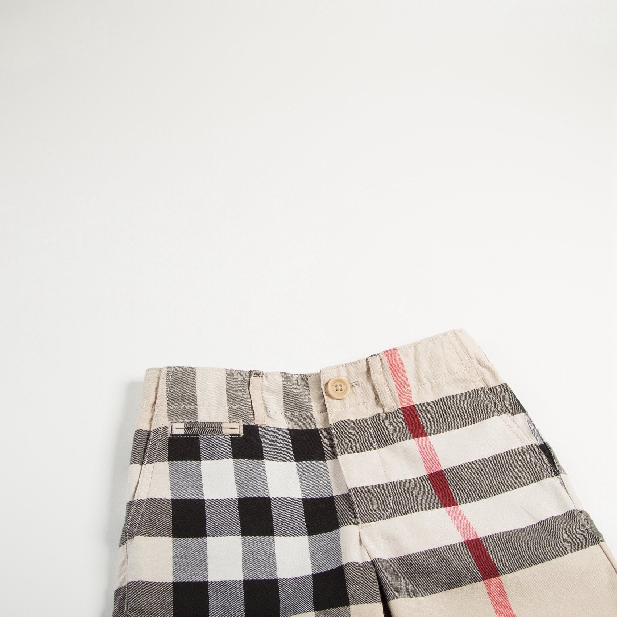 Boys Beige Checked Cotton Shorts