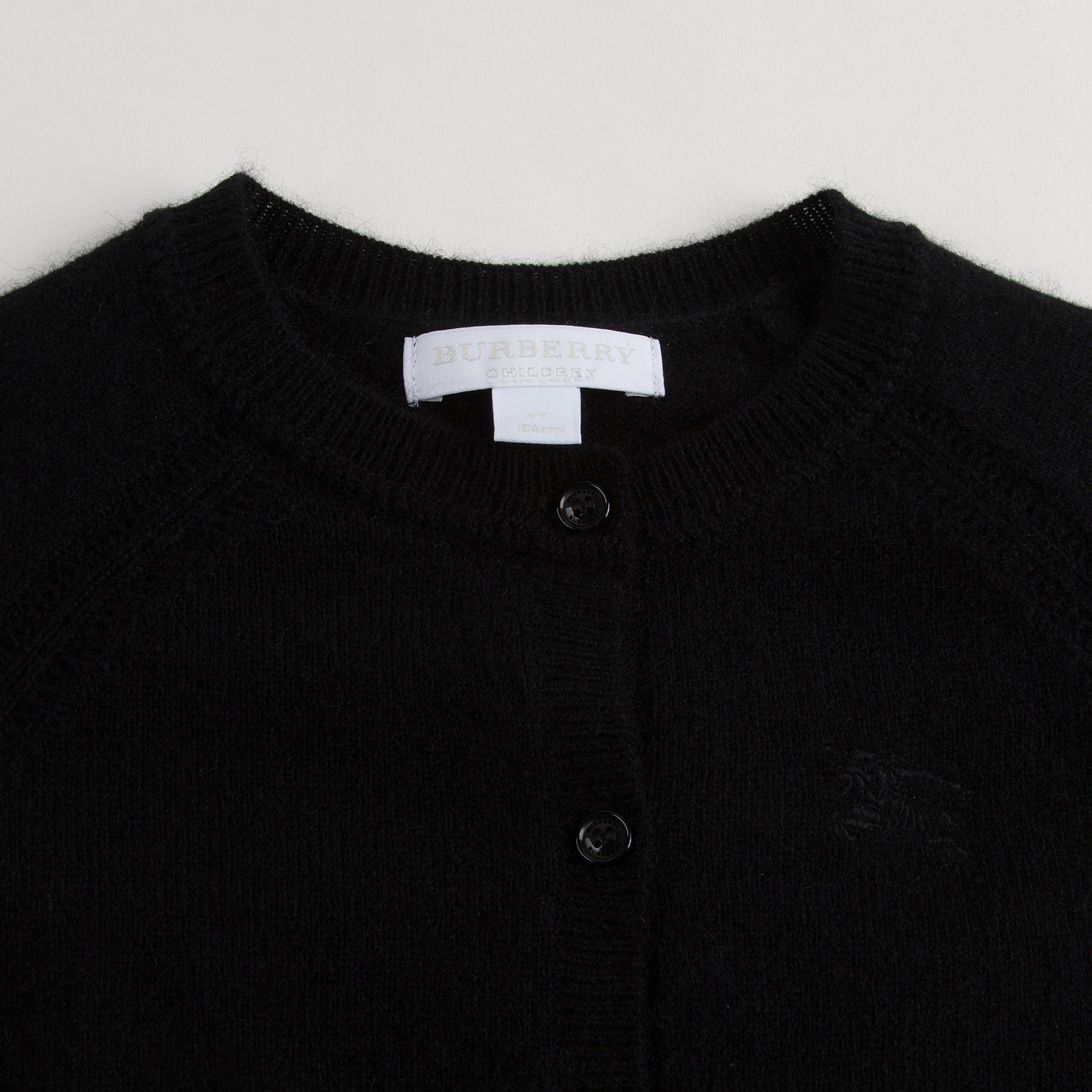 Girls Black Cotton Cardigan with Check Cuffs - CÉMAROSE | Children's Fashion Store - 4