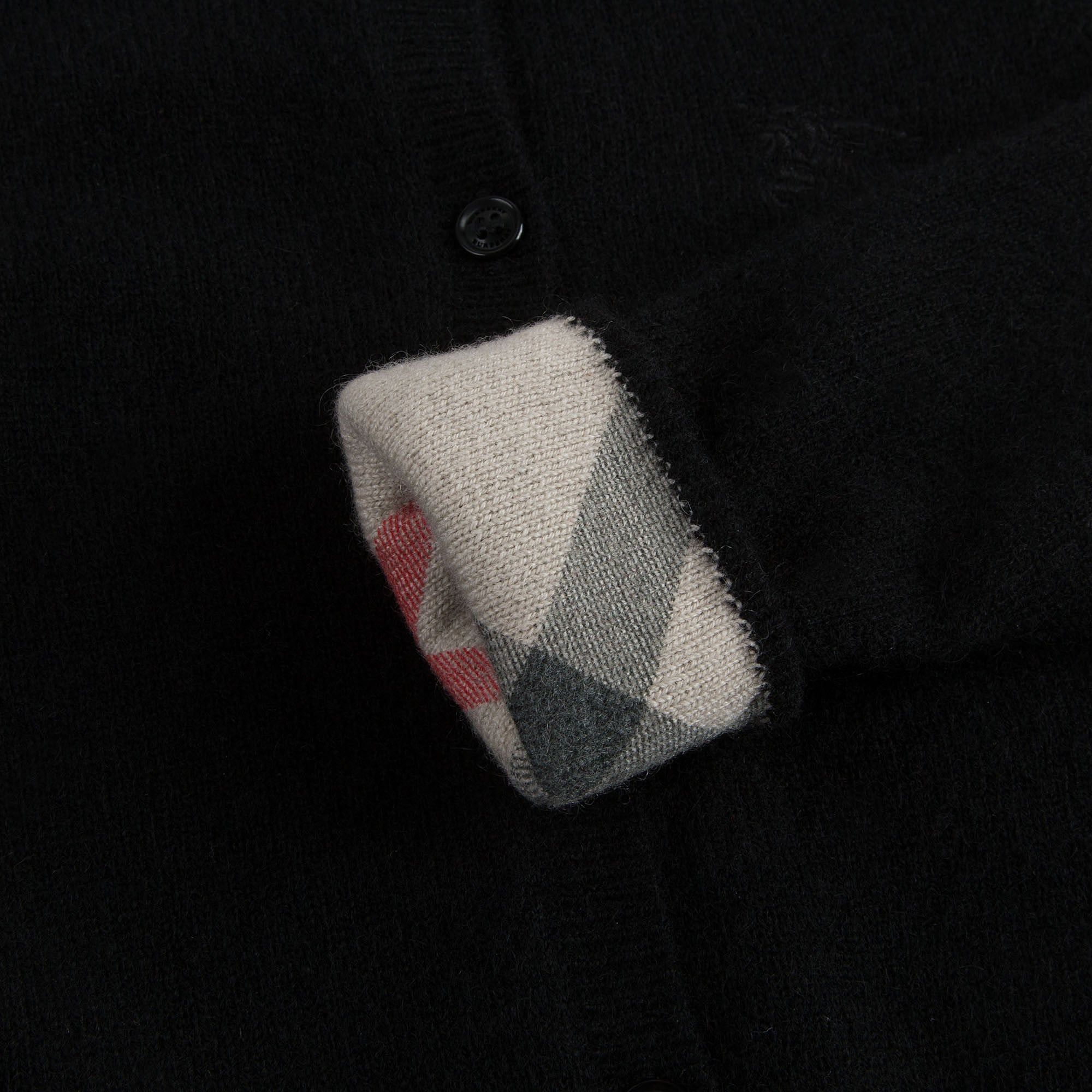 Girls Black Cotton Cardigan with Check Cuffs - CÉMAROSE | Children's Fashion Store - 3