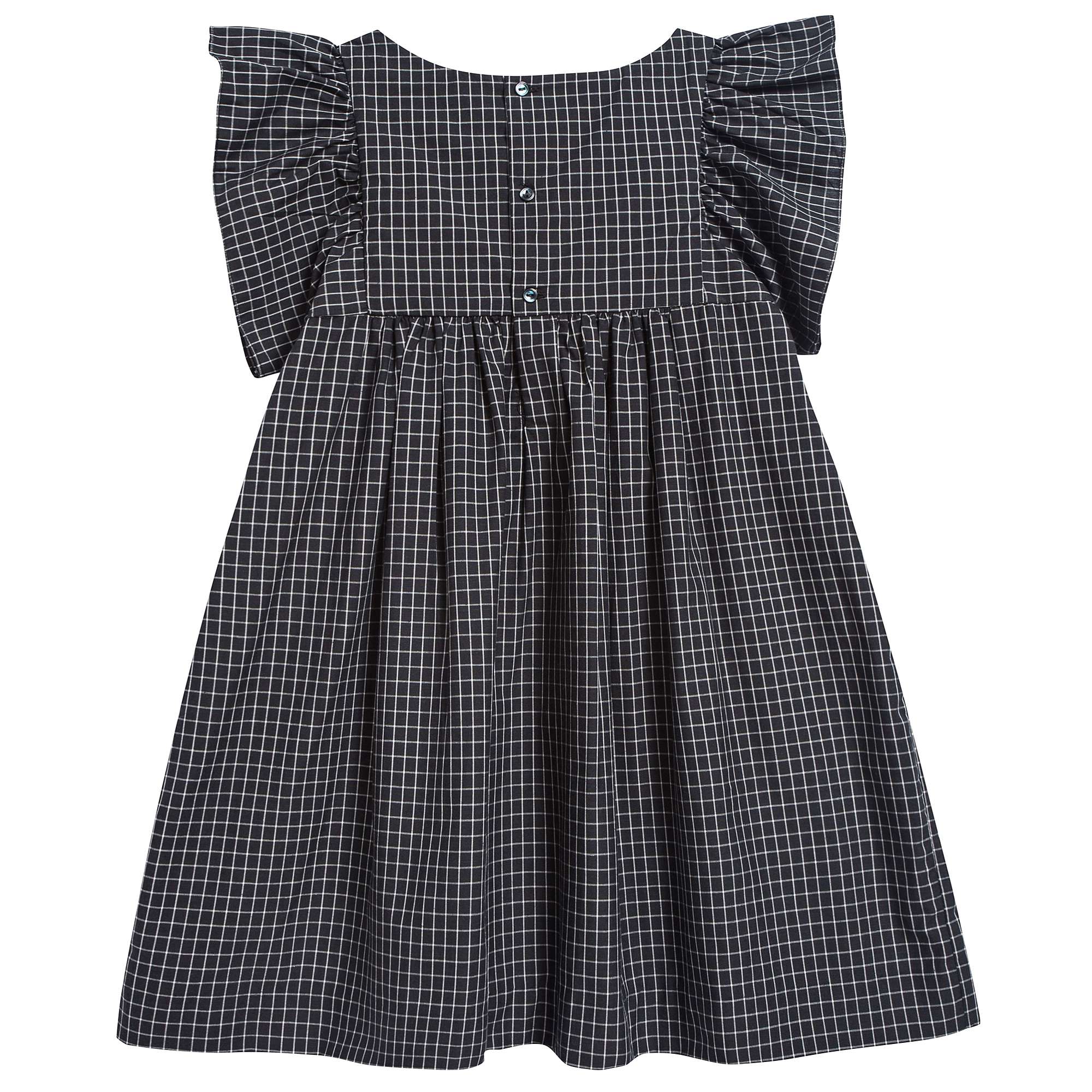 Robe à carreaux noire pour fille