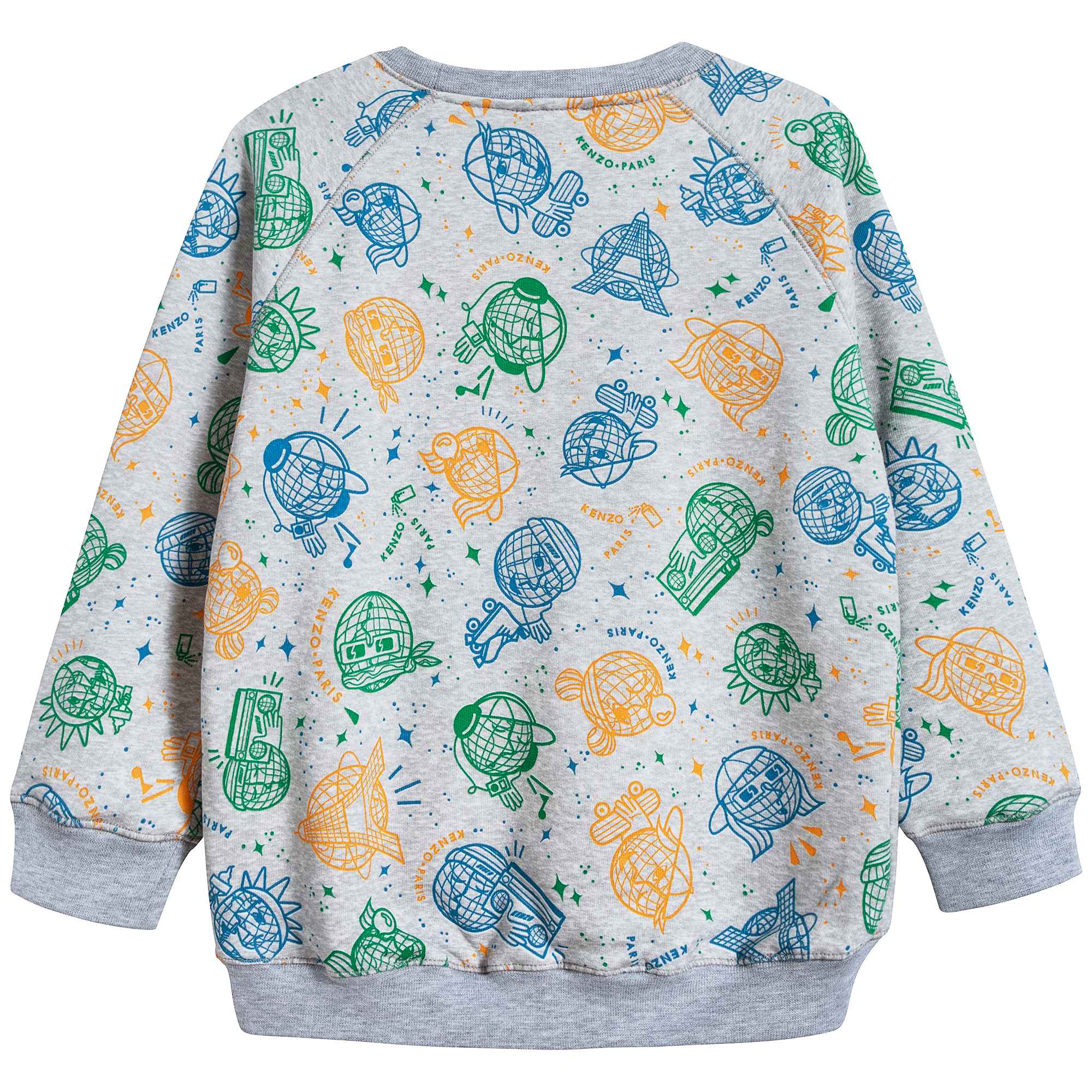Boys Light Marl Grey Printed Cotton Sweatshirt