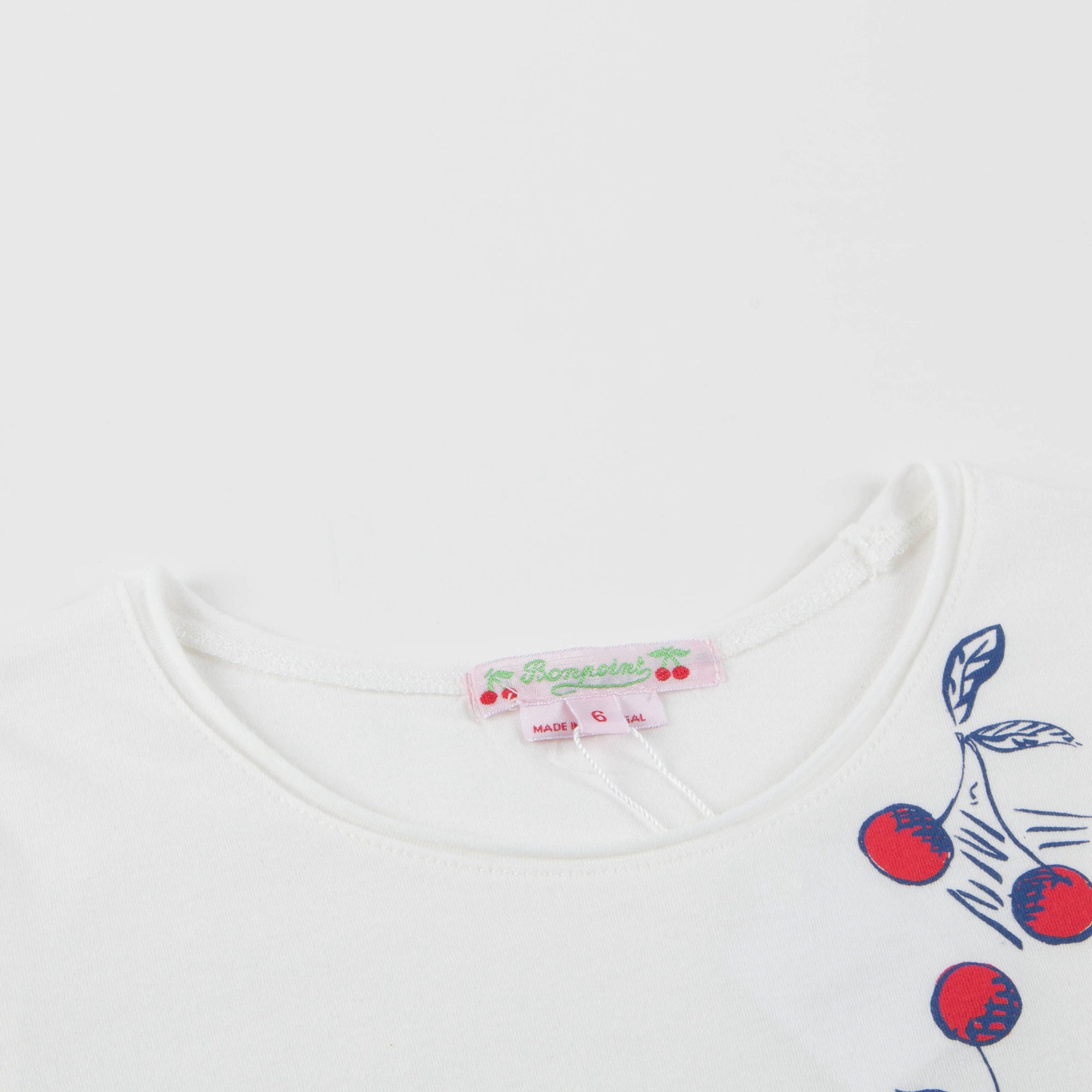 T-shirt écru imprimé cerises pour fille