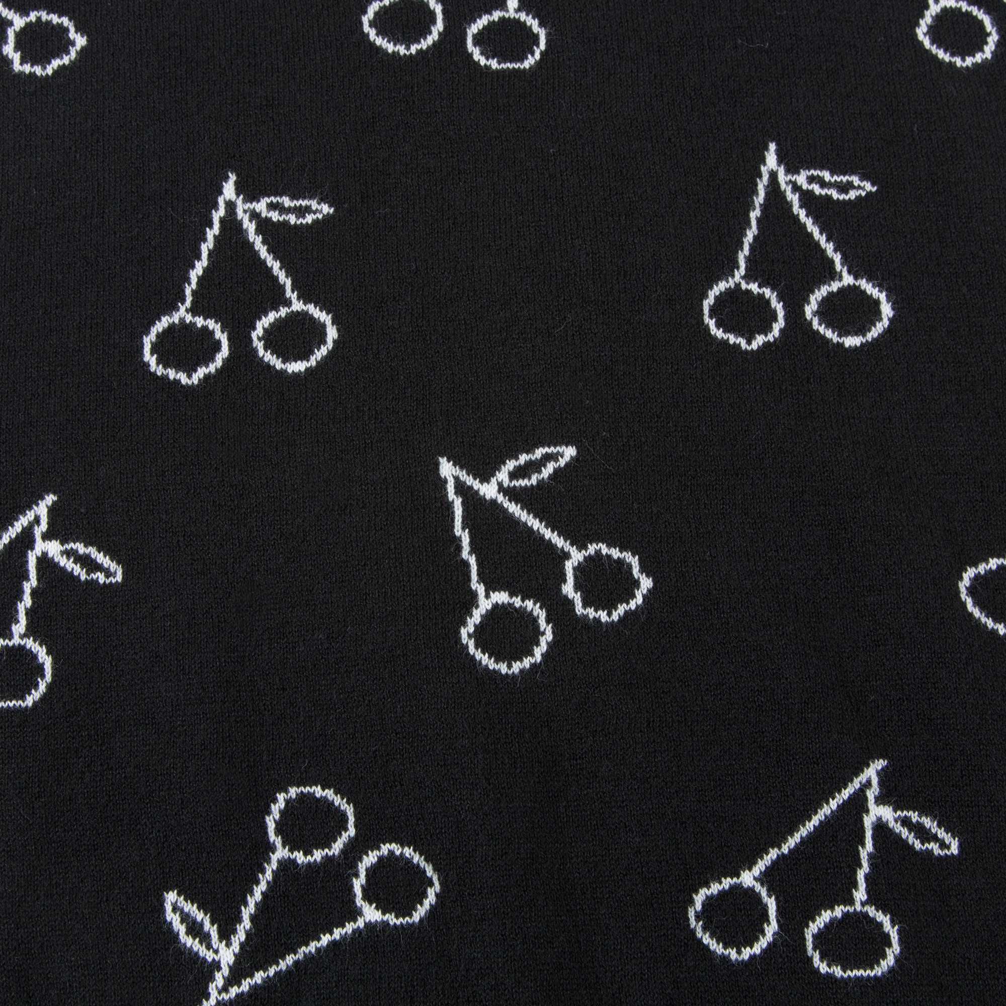 T-shirt en maille noir à imprimé cerises blanches pour fille