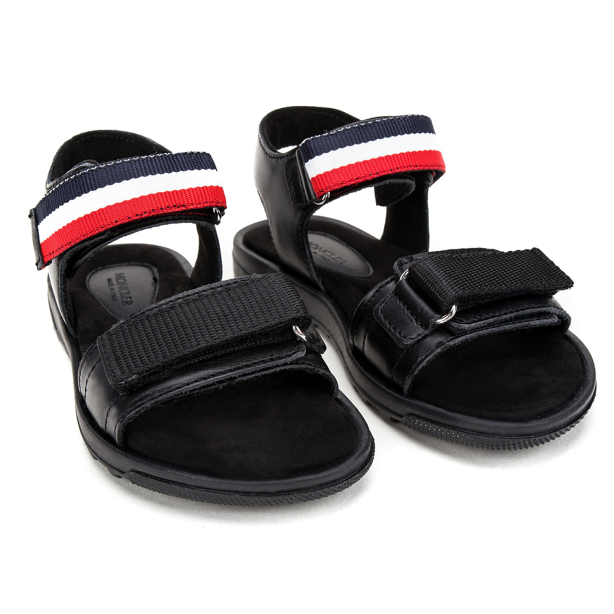 Boys & Girls Black Leather Sandals