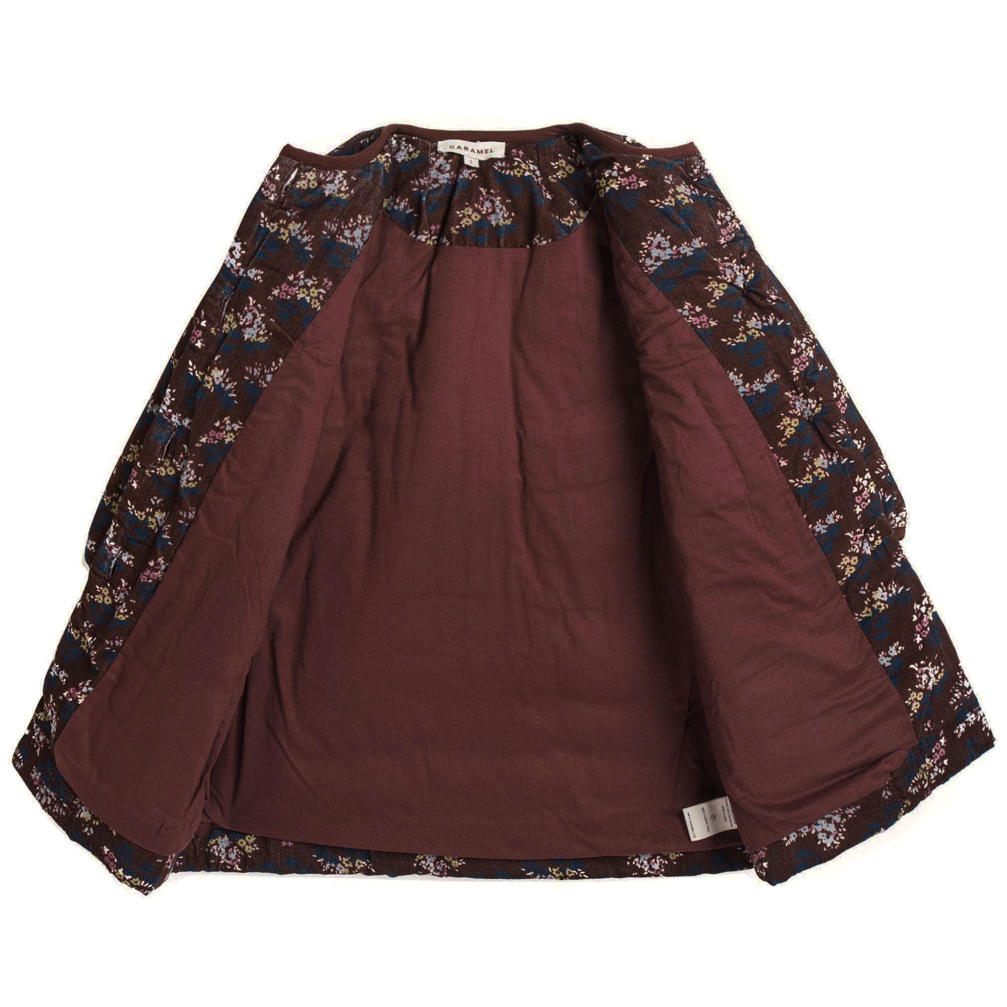 Girls Wine Red Velvet Flower printed Cotton Jacket - CÉMAROSE | Children's Fashion Store - 4