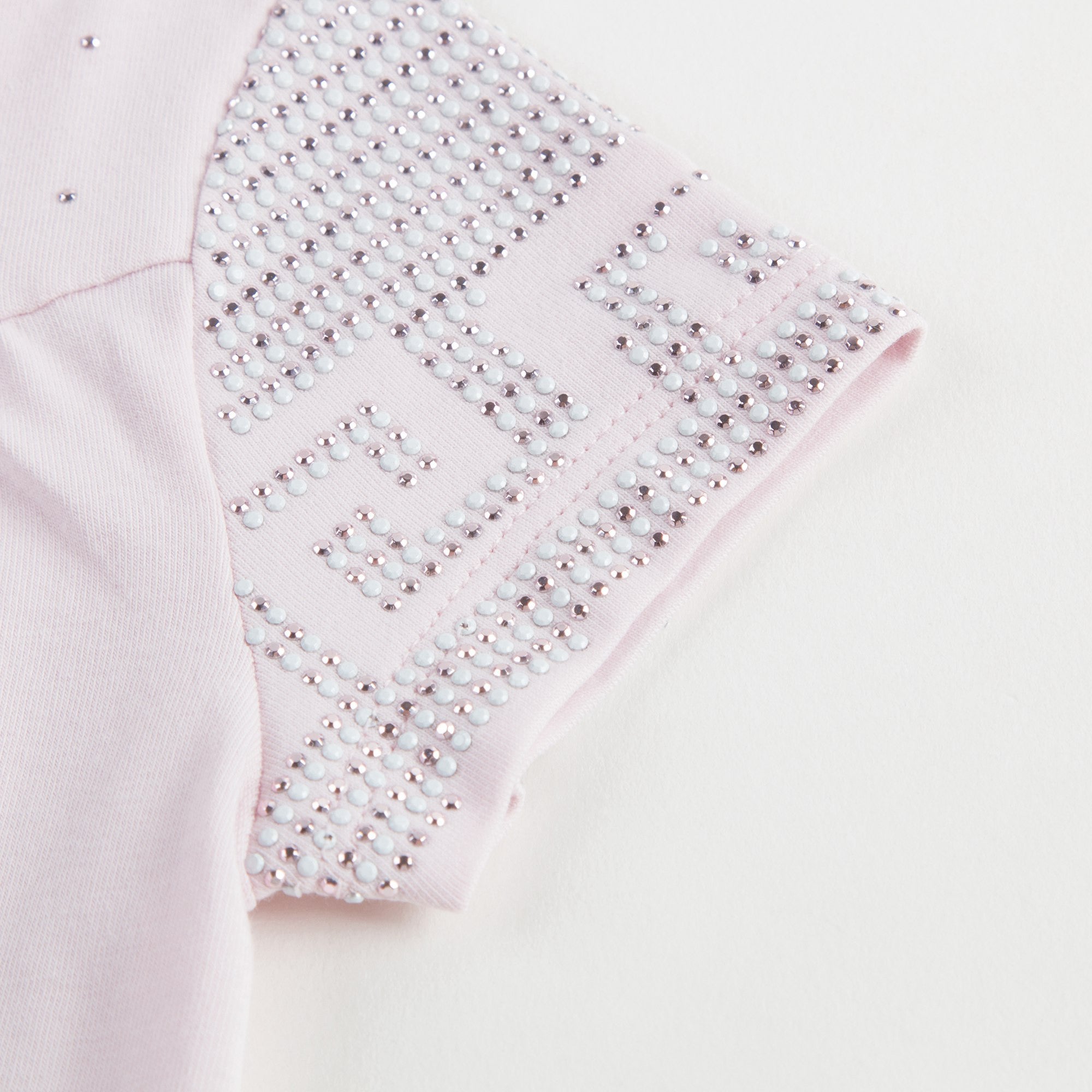 Chemisier rose en coton pour bébé fille avec finitions en strass dorés