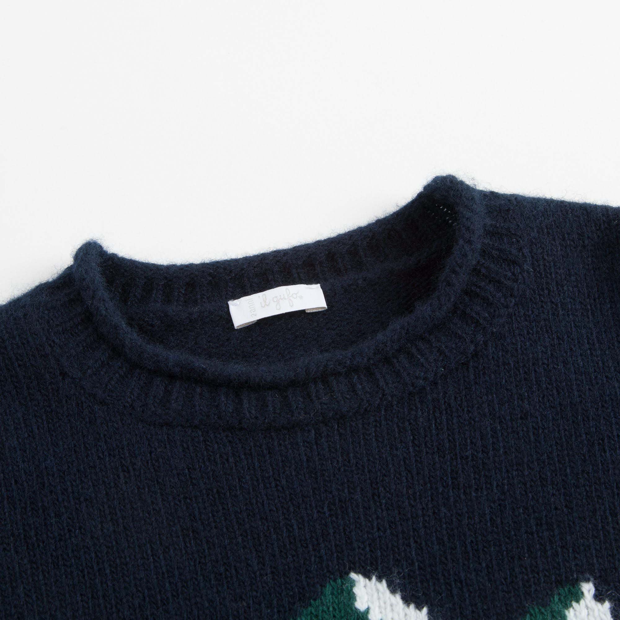 Boys Black & Green Wool Sweater