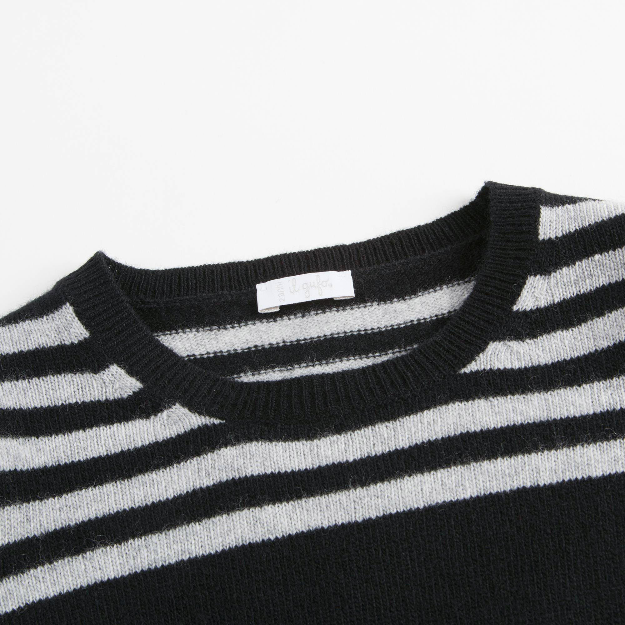 Boys Black Striped Wool Sweater