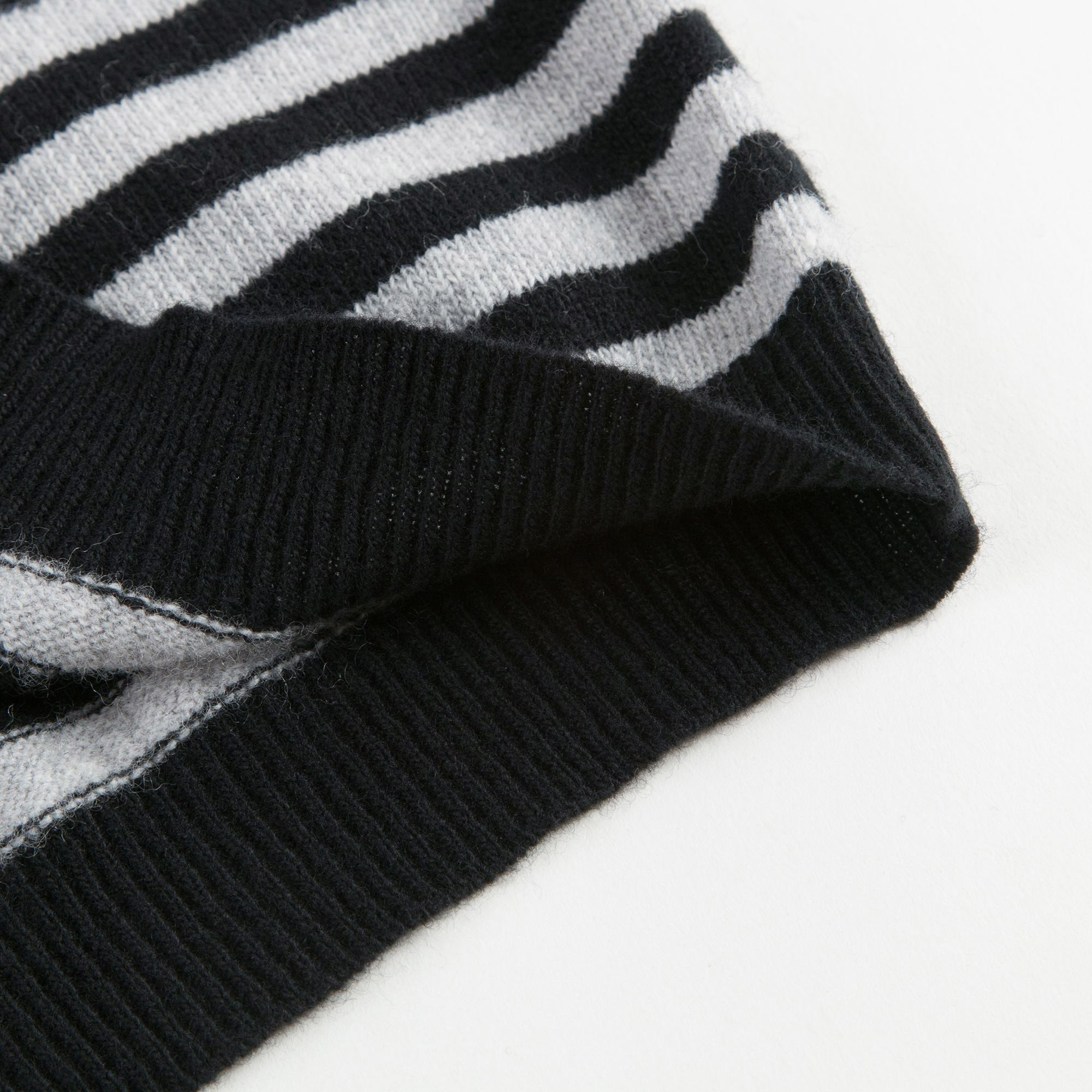 Boys Black Striped Wool Sweater