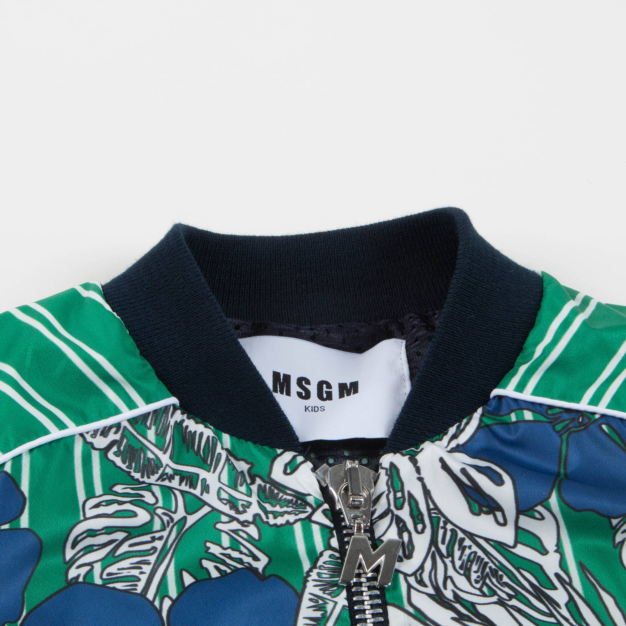 Boys Black & Green Nylon Bomber Jacket