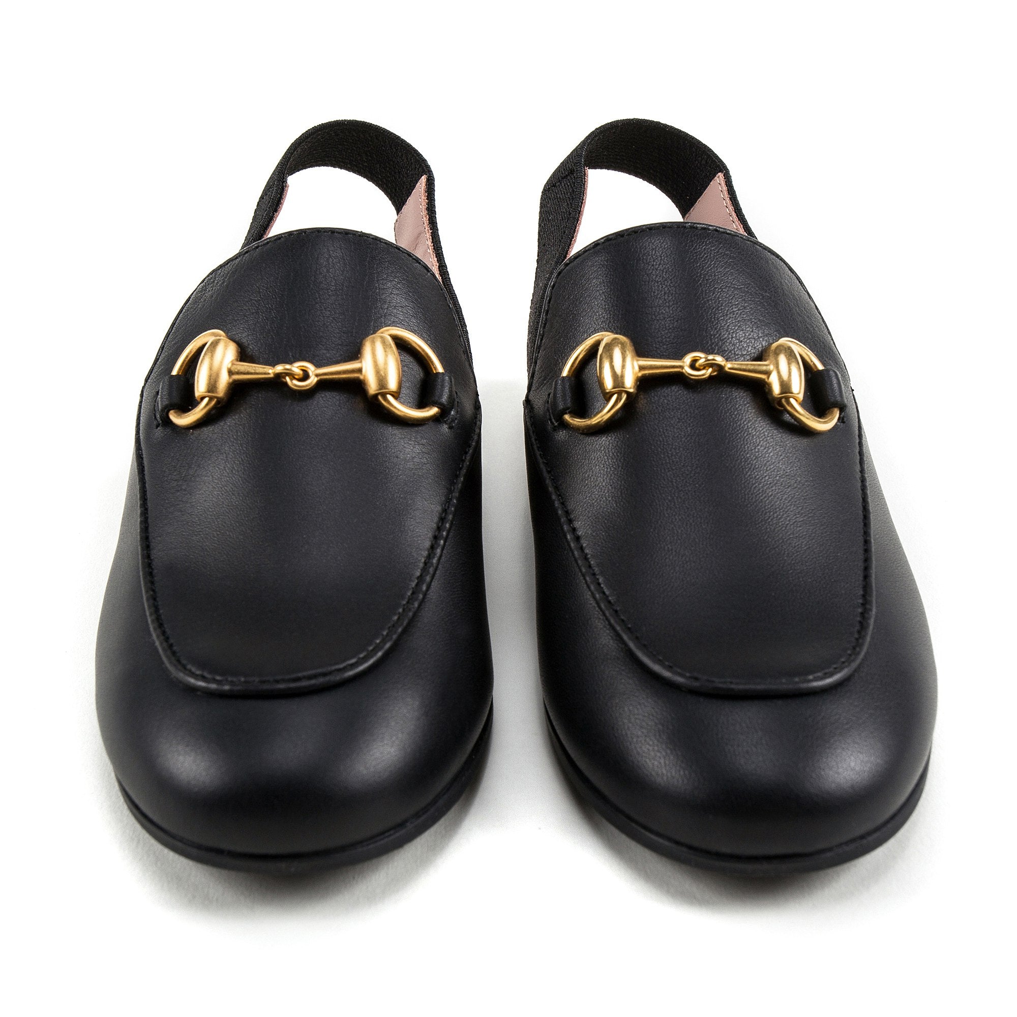 Boys & Girls Black Leather Sandals