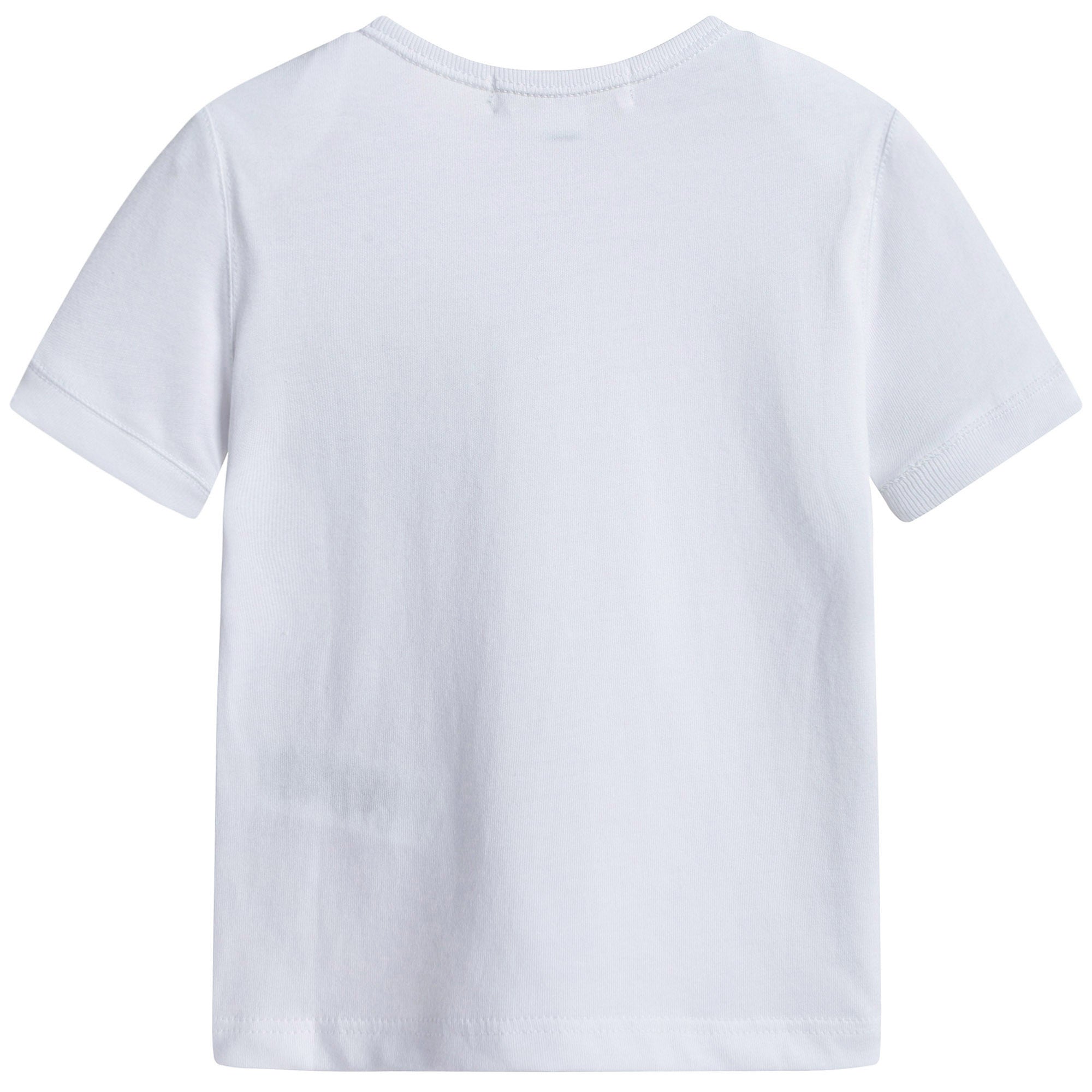 Baby Girls White Cotton Long Sleeves T-shirt With Check Pocket