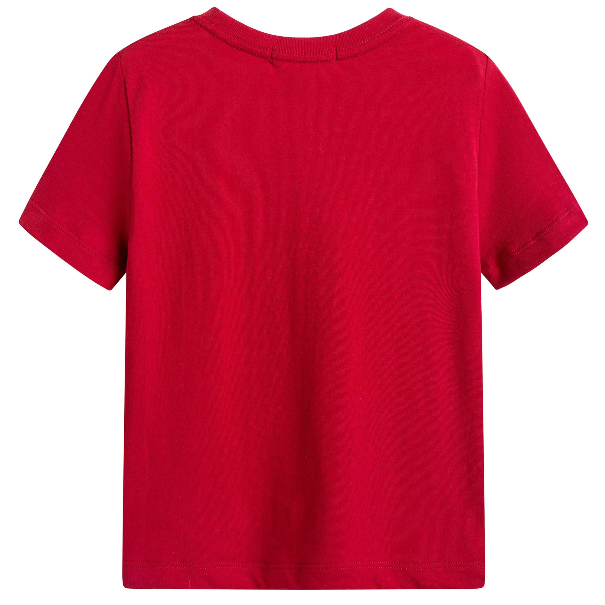 Boys Blue Cotton T-shirt With Check Trim