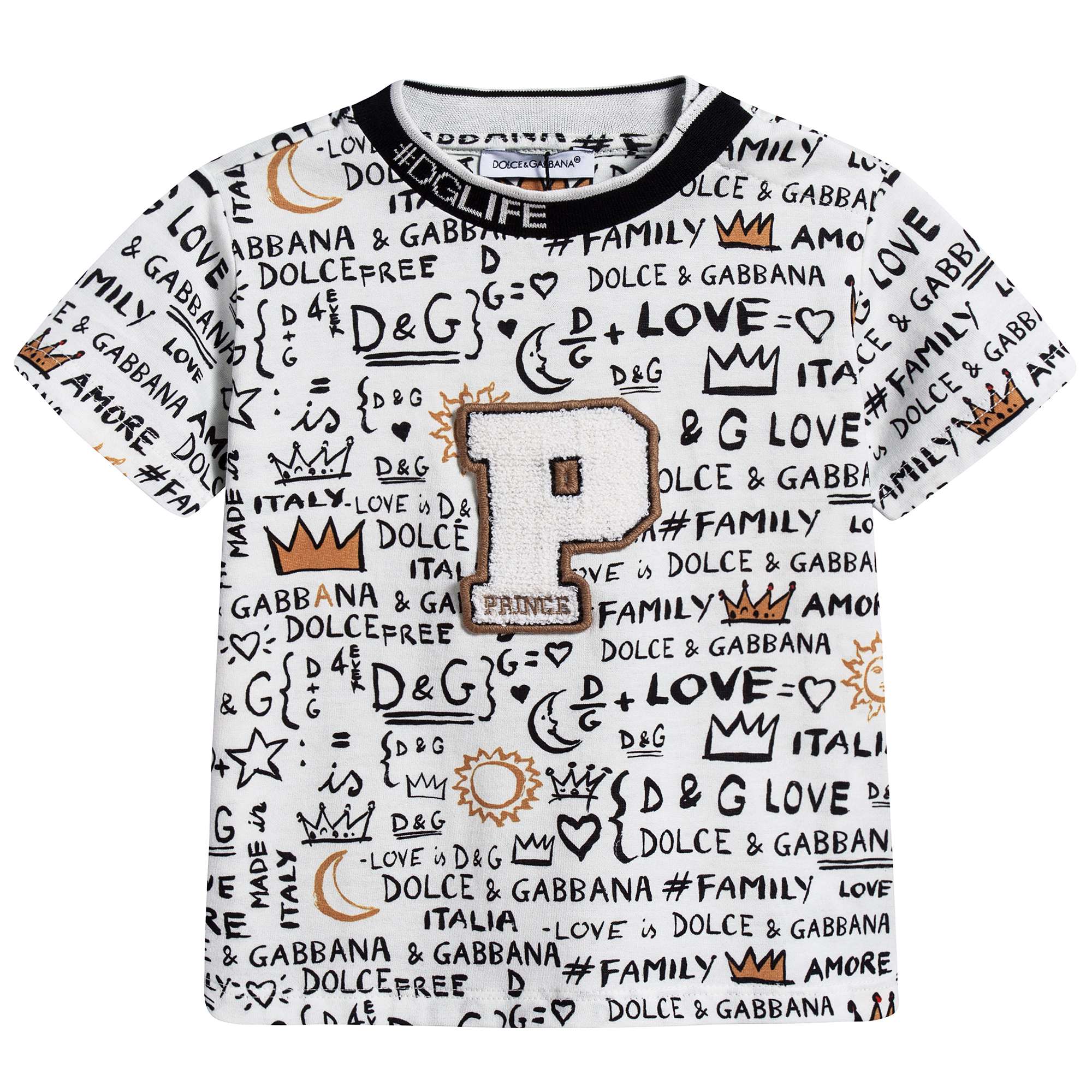 Baby Boys White Printed Cotton T-shirt