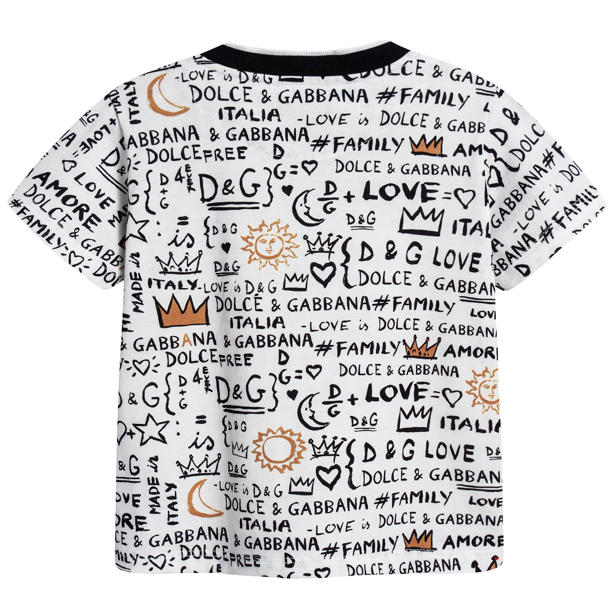 Baby Boys White Printed Cotton T-shirt