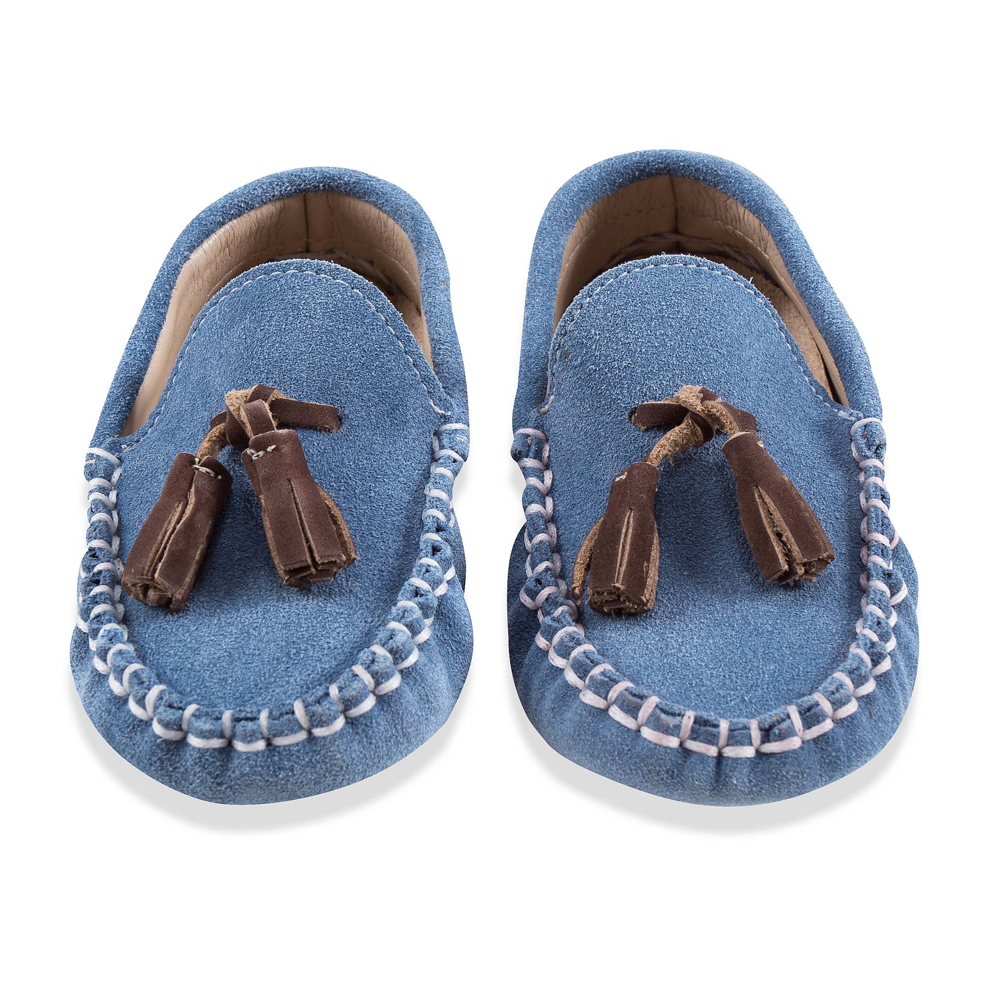 Boys Blue Suede Leather Tasselled Loafers
