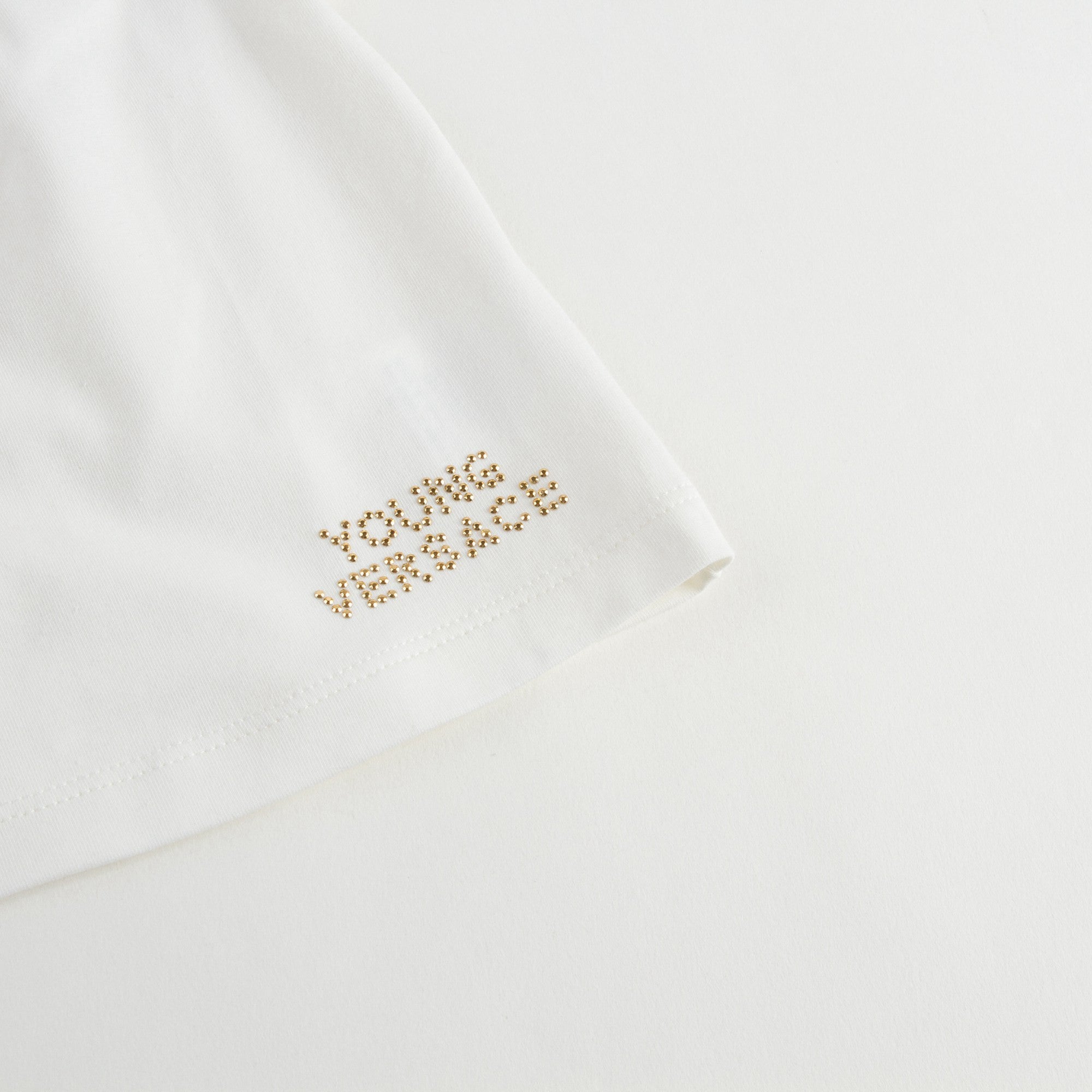 Chemisier en Coton Blanc pour Bébé Fille avec Bordures en Strass Dorés