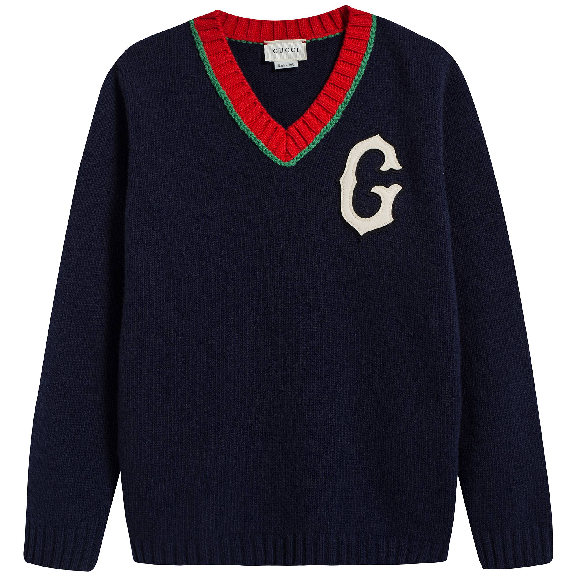 Boys Blue & Red Wool Sweater