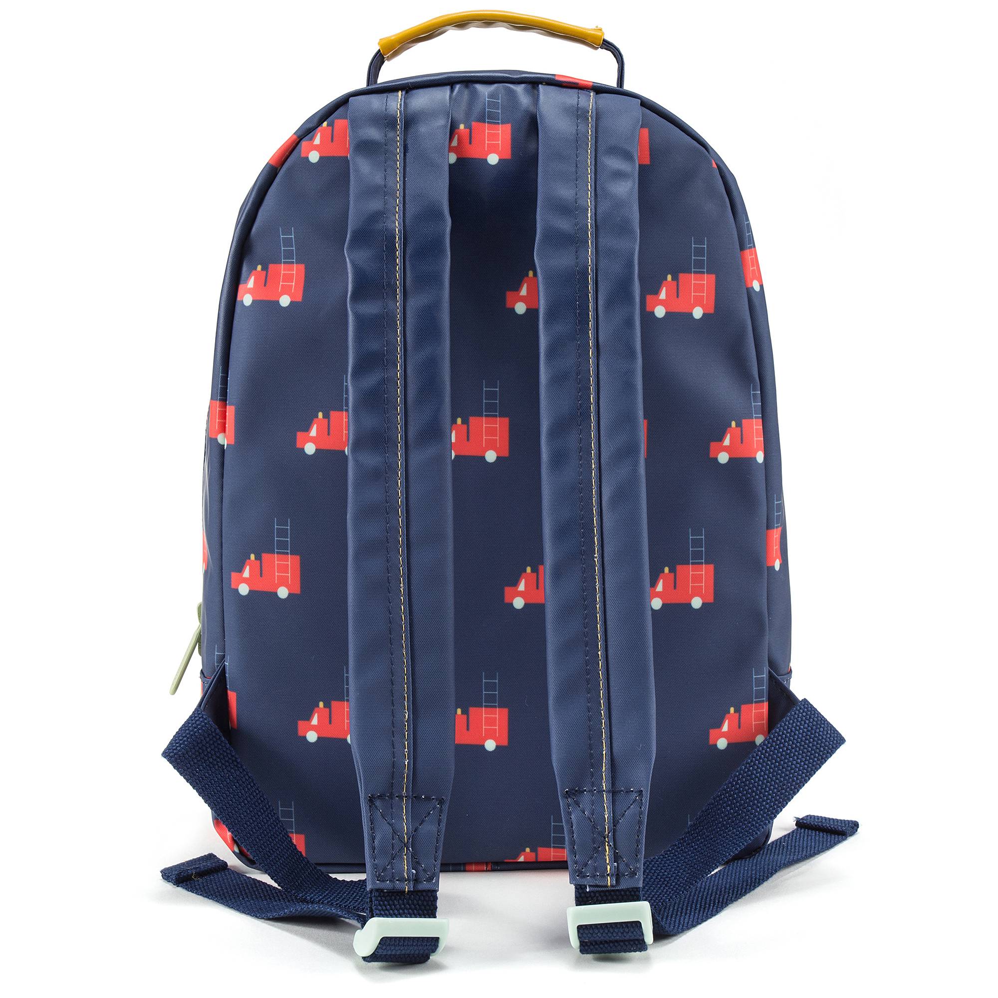 Girls Dark Blue Firetruck Printed Backpack(24 x 11 x 34 cm)