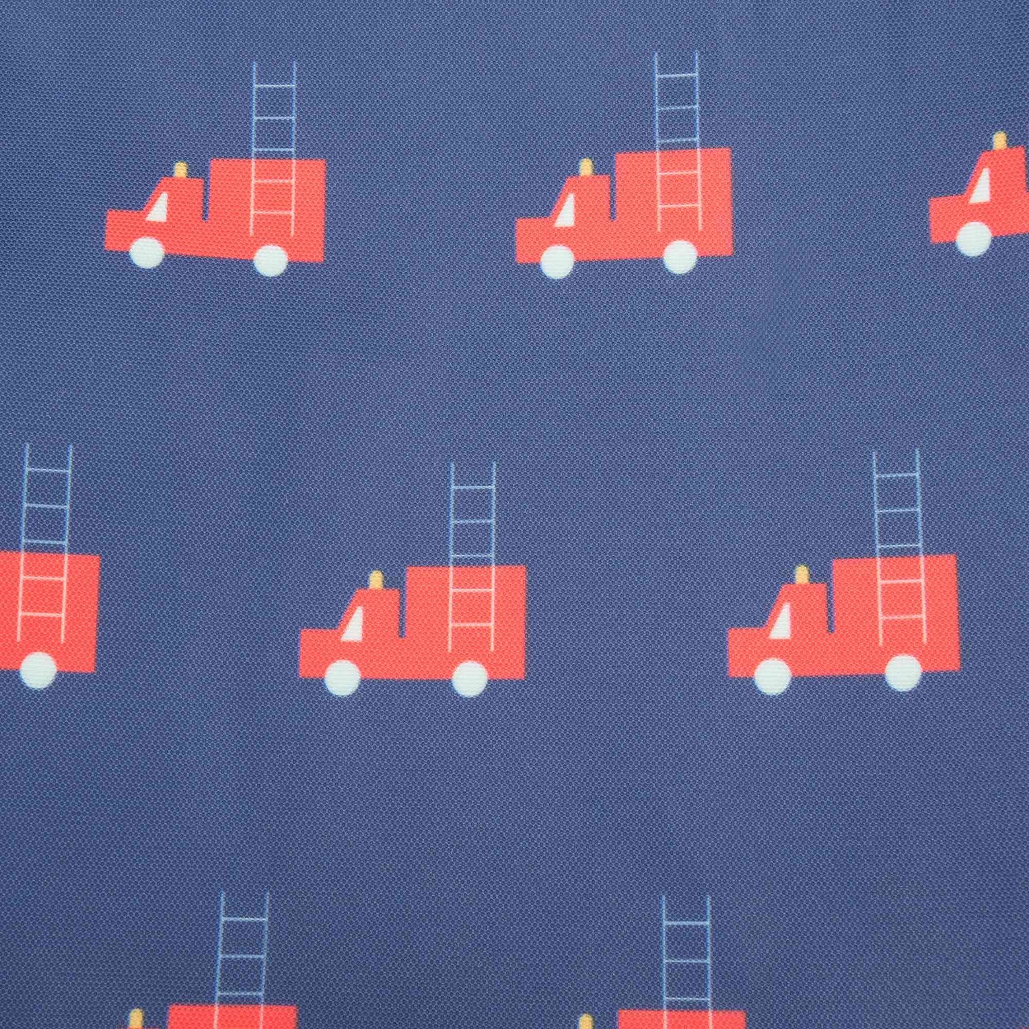 Girls Dark Blue Firetruck Printed Backpack(24 x 11 x 34 cm)