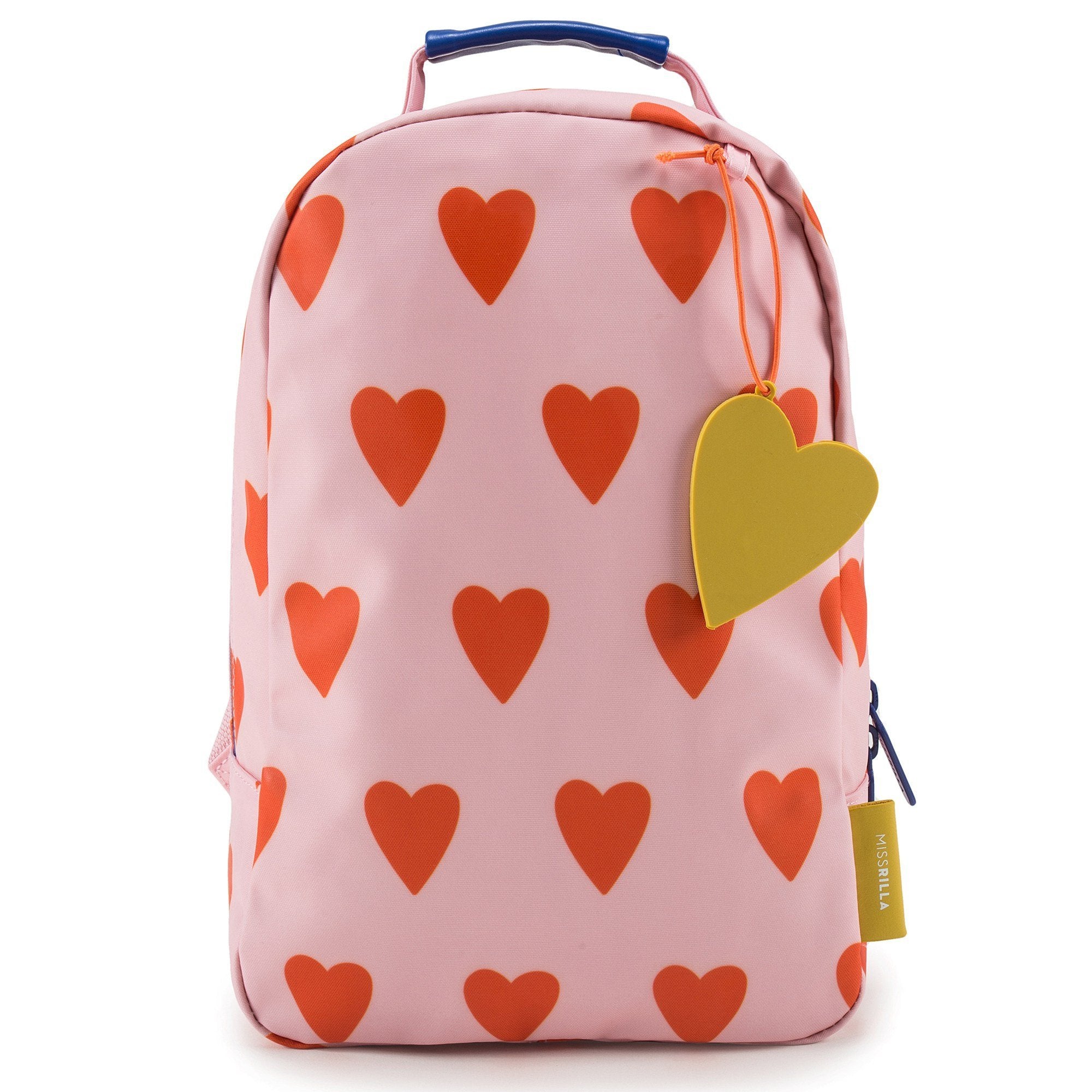 Girls Soft Pink & Orange Mini Hearts Backpack(20 x 10 x 30 cm)