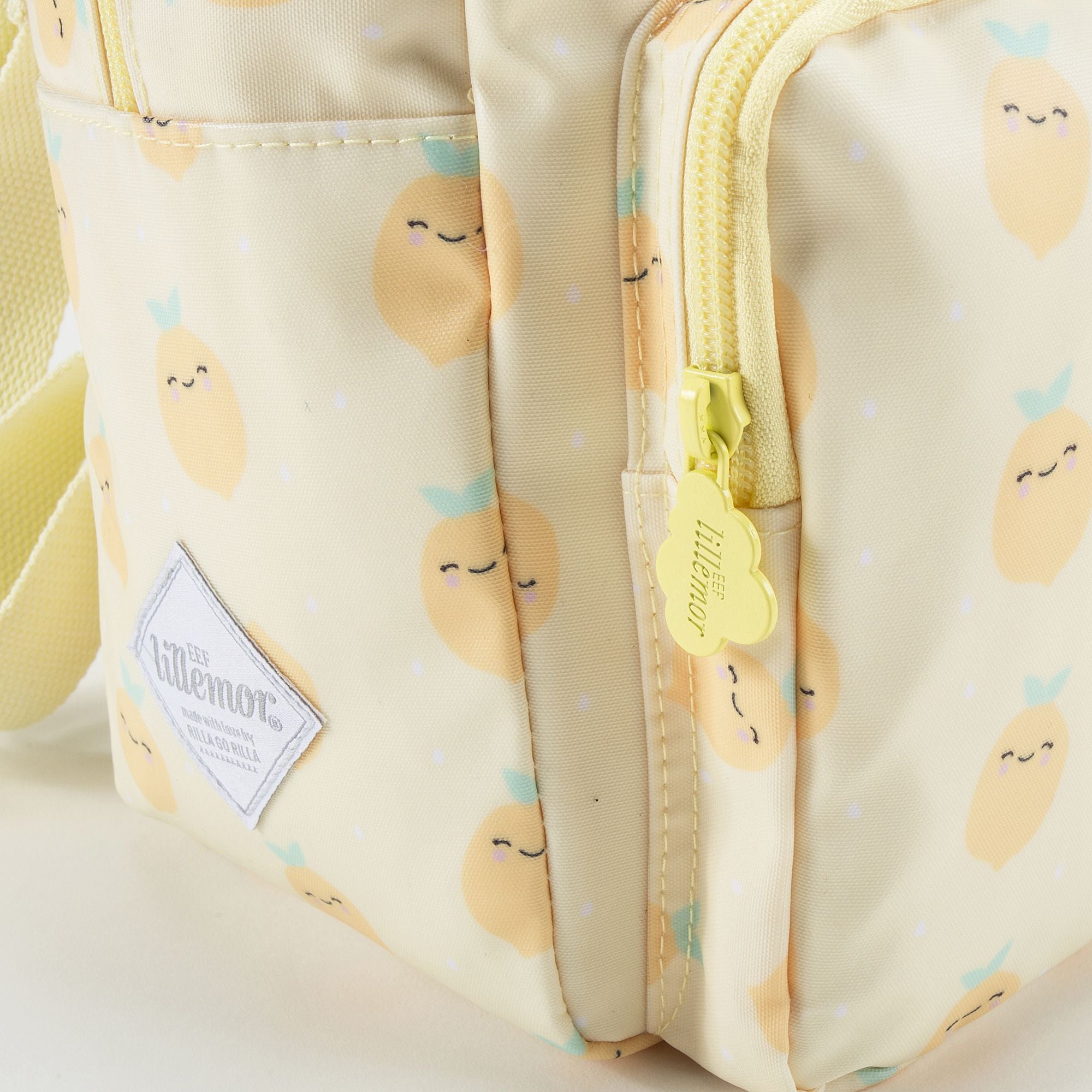 Sac à dos jaune pour fille avec imprimé citrons (20 x 13 x 26 cm)