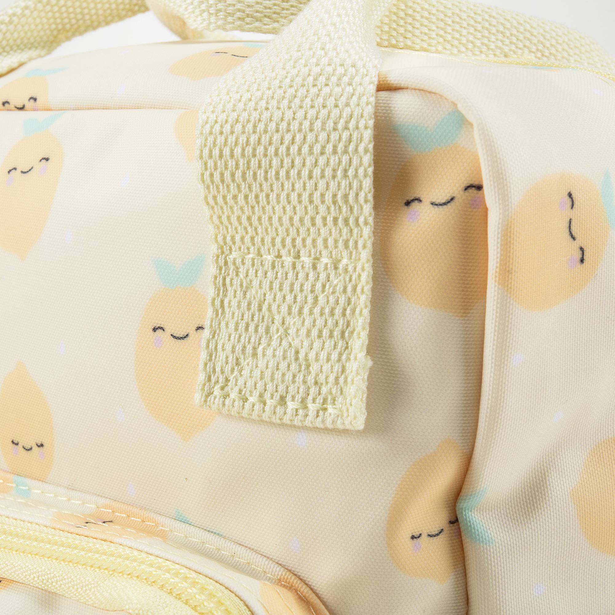 Sac à dos jaune pour fille avec imprimé citrons (20 x 13 x 26 cm)