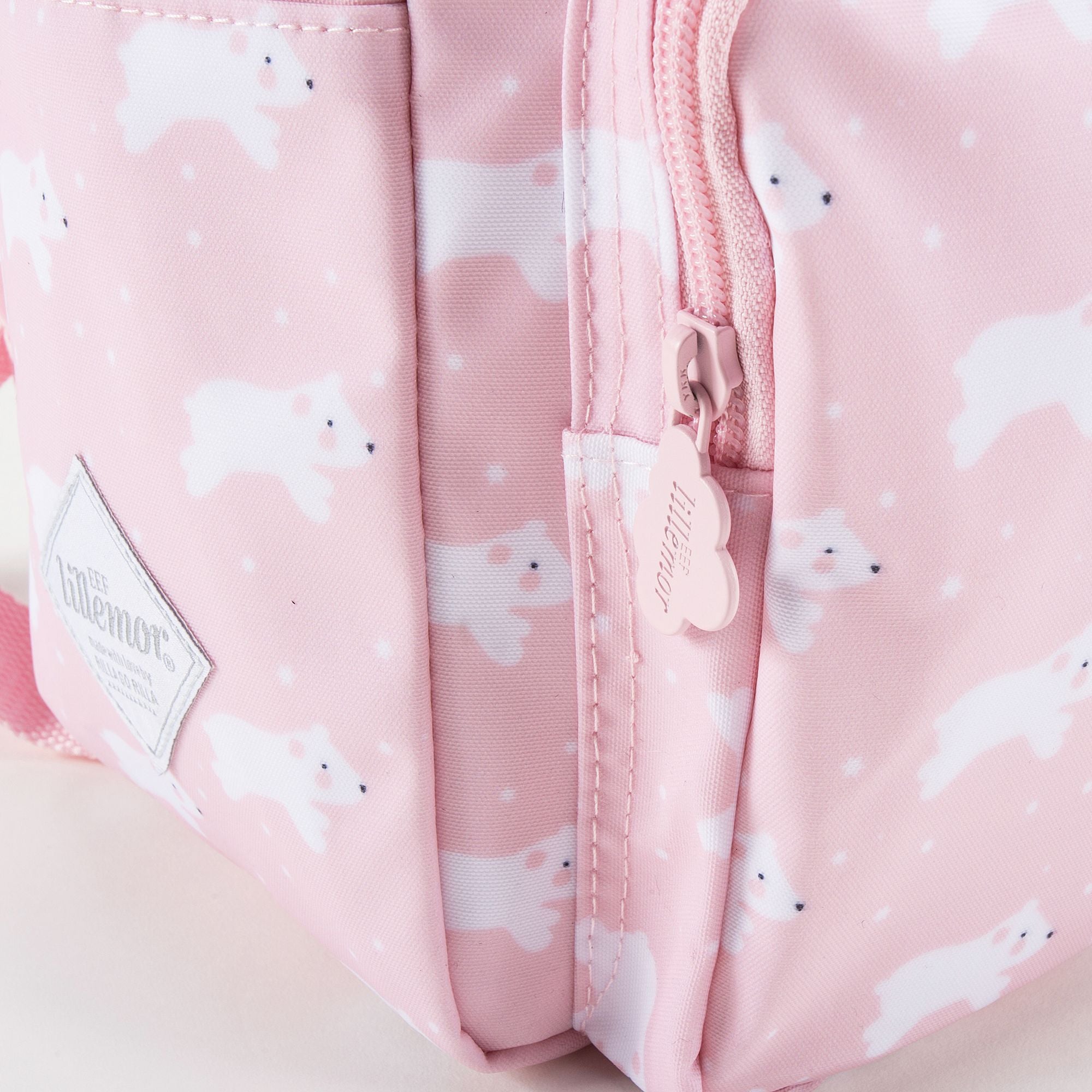 Sac à dos rose clair imprimé chien pour filles (20 x 13 x 26 cm)