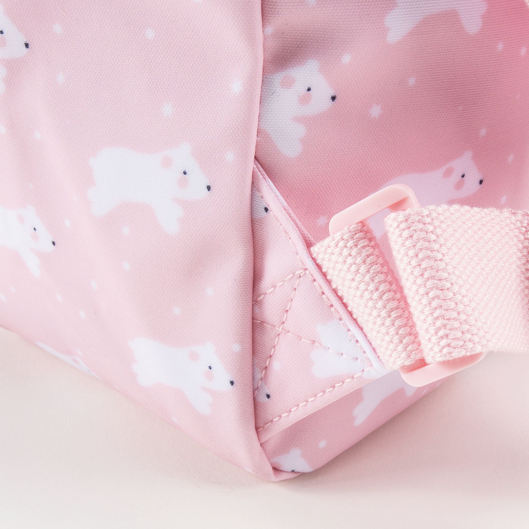 Sac à dos rose clair imprimé chien pour filles (20 x 13 x 26 cm)