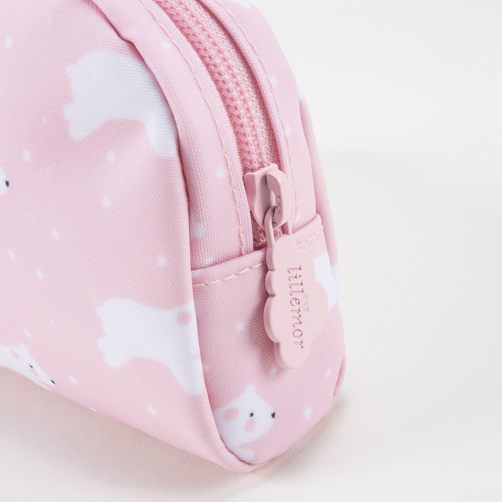 Trousse pour filles rose clair imprimée chien (21 x 11 cm)