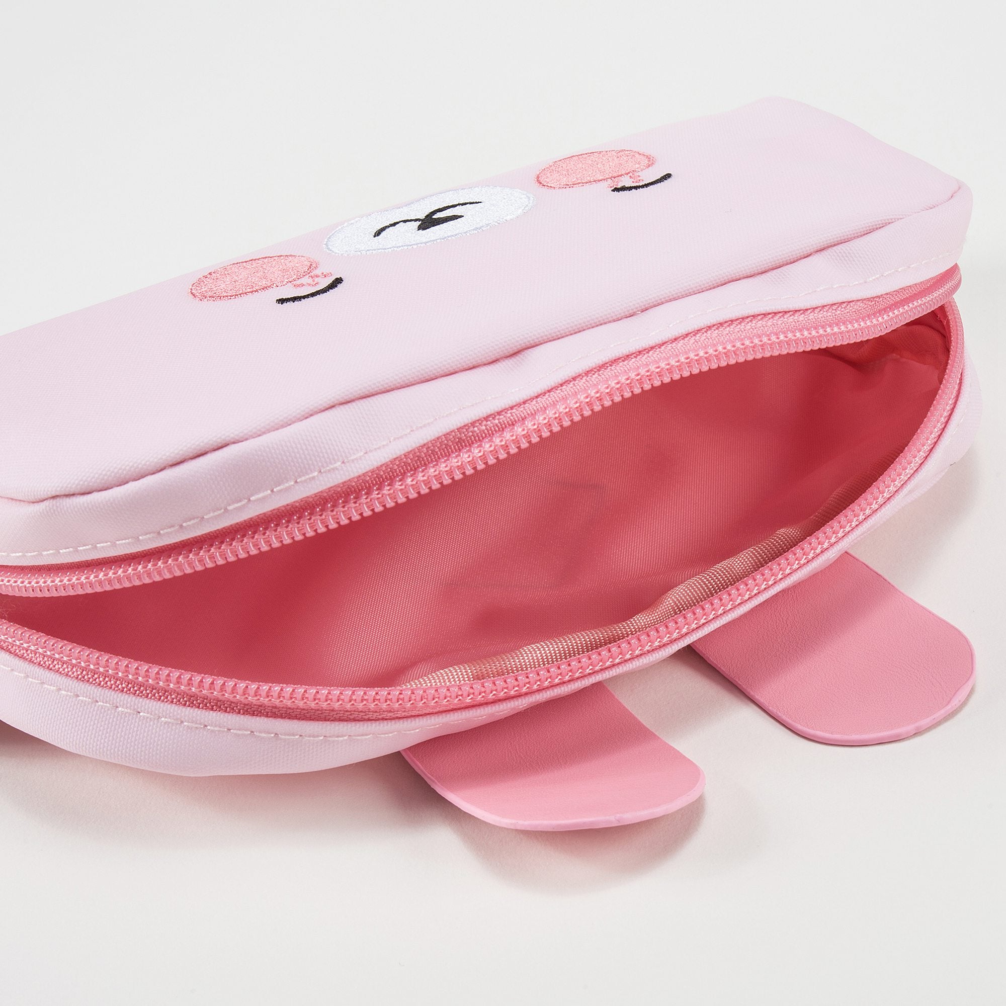 Trousse à crayons rose clair avec motif lapin pour fille (21 x 11 cm)