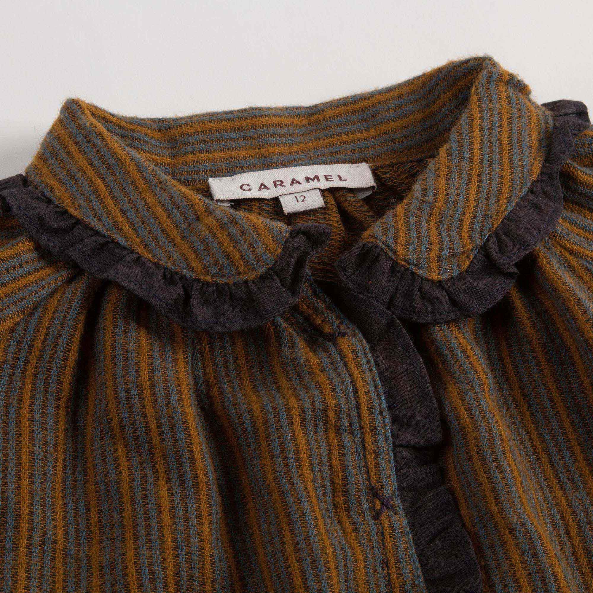 Baby Girls Beige Mustard Striped Cotton Woven Dress - CÉMAROSE | Children's Fashion Store - 4