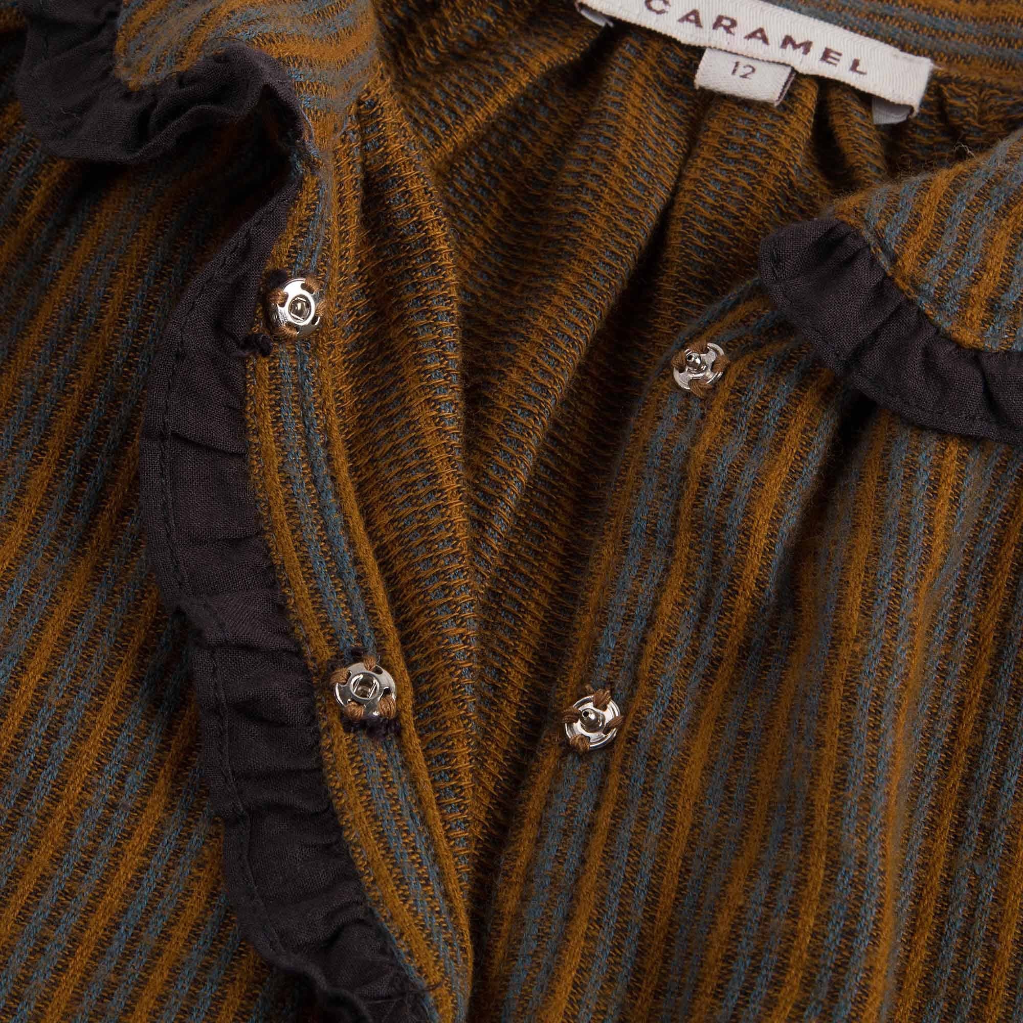 Baby Girls Beige Mustard Striped Cotton Woven Dress - CÉMAROSE | Children's Fashion Store - 5