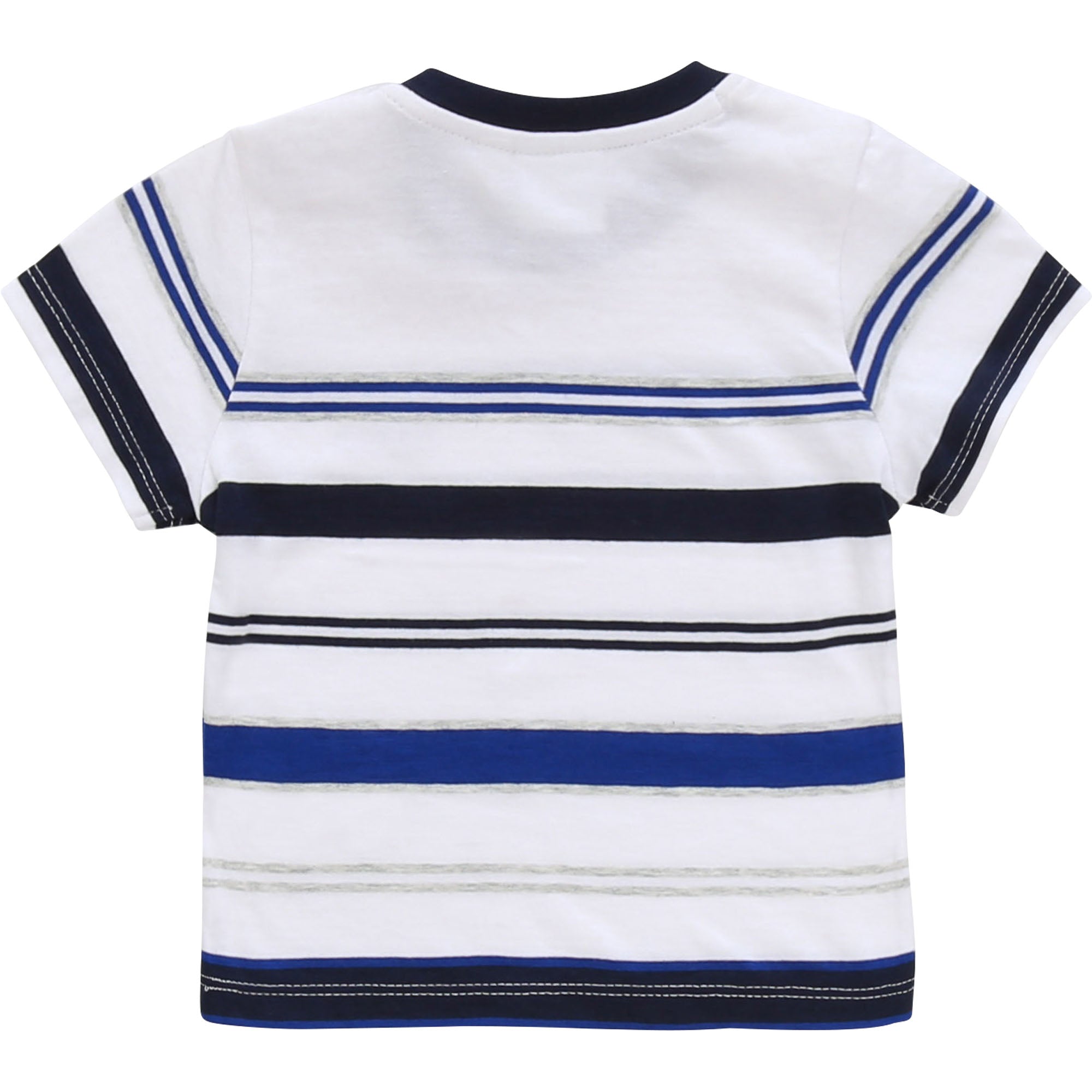 Baby Boys White & Blue Stripe Cotton T-shirt