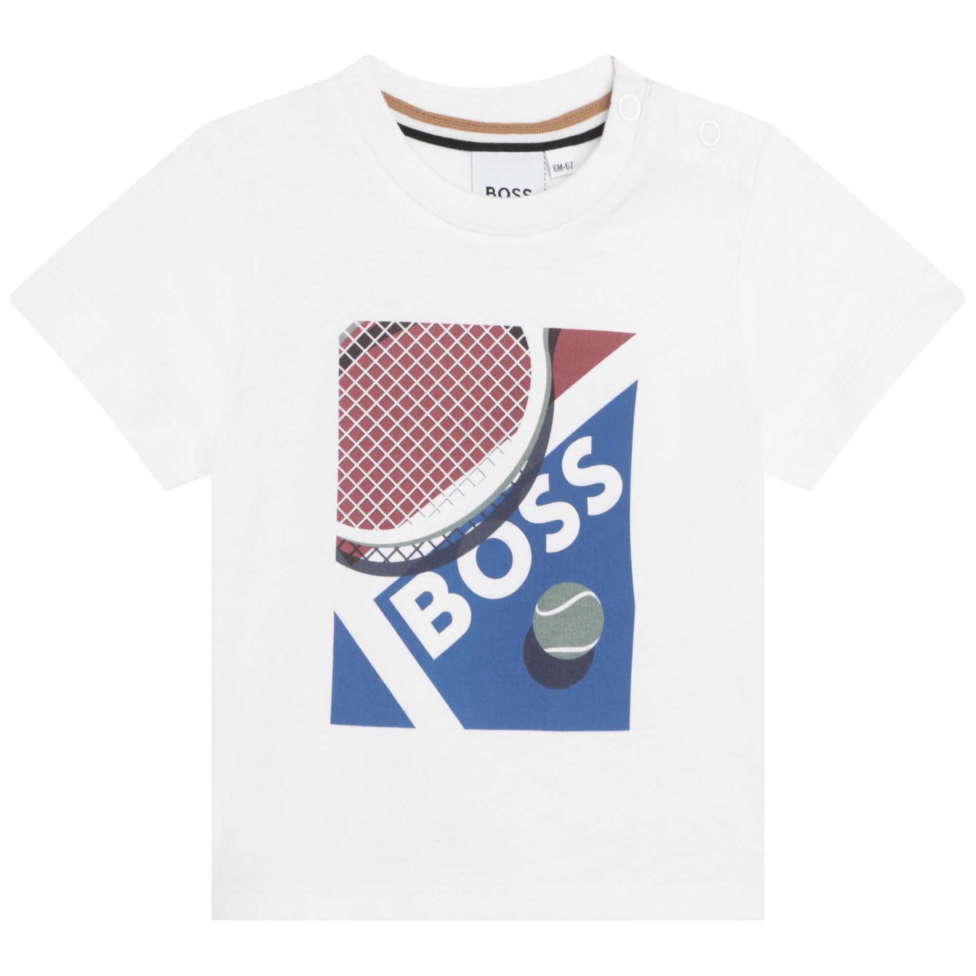Baby Boys White Printed Cotton T-Shirt