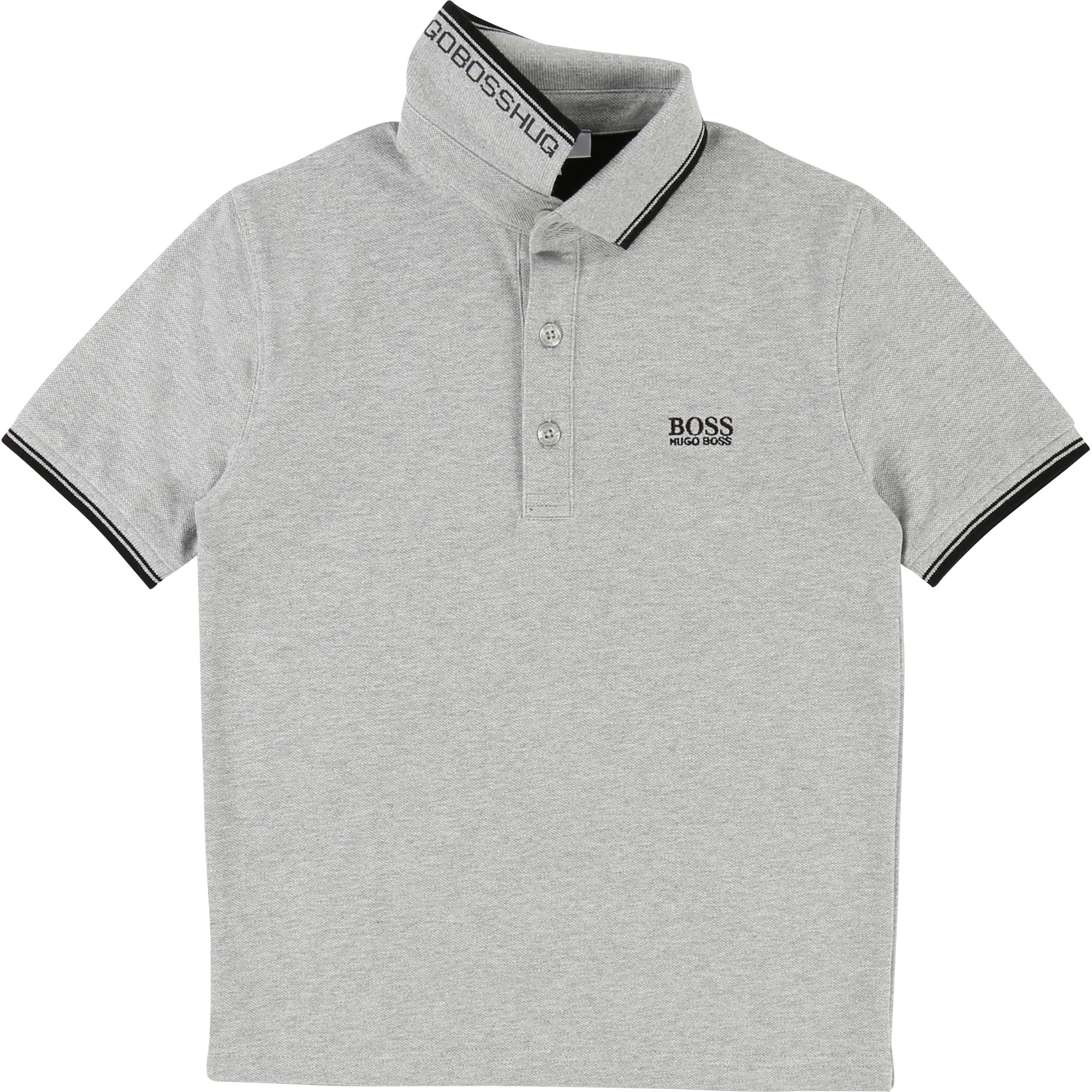 Boys Grey Chine Cotton Polo Shirt