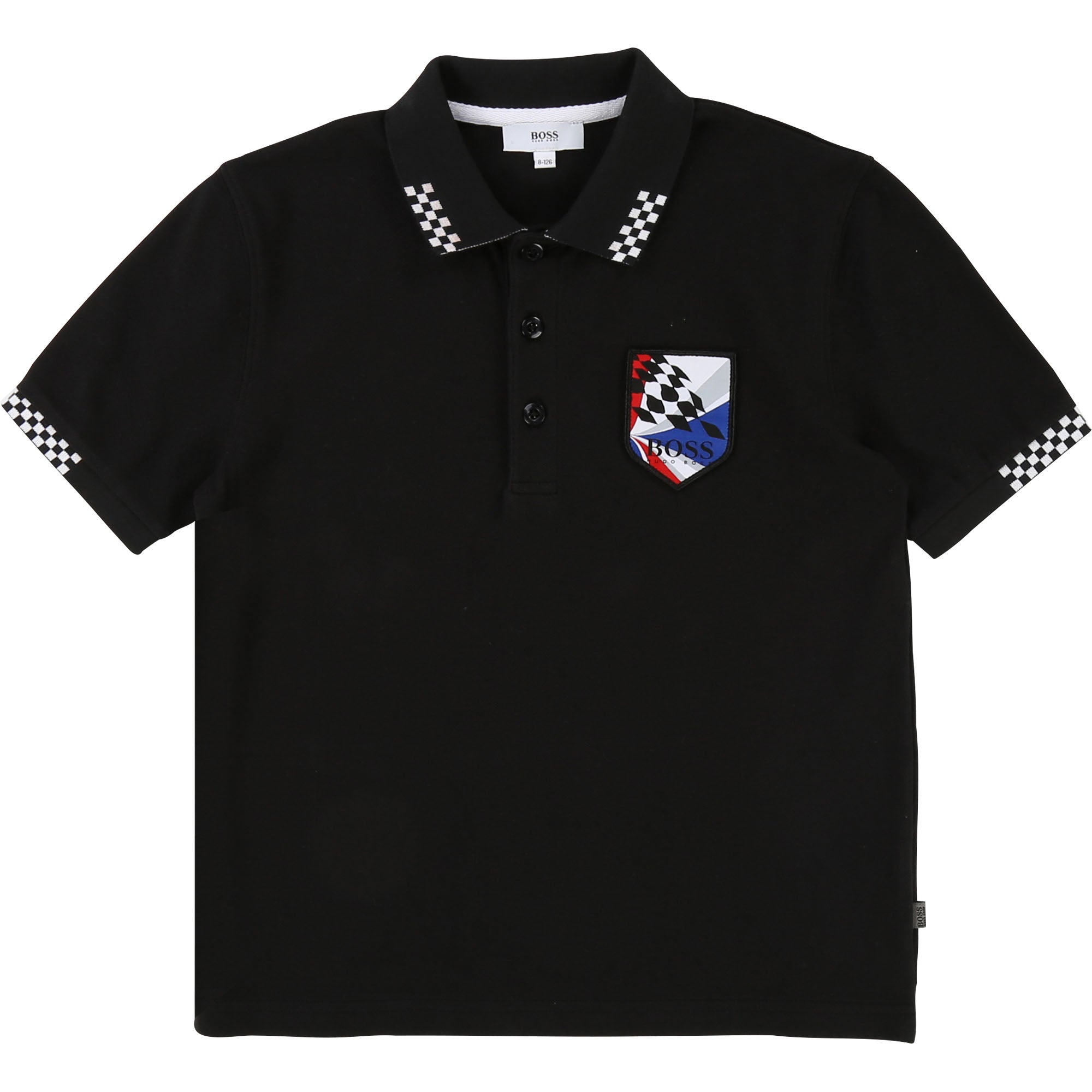 Boys Black Cotton Polo Shirt