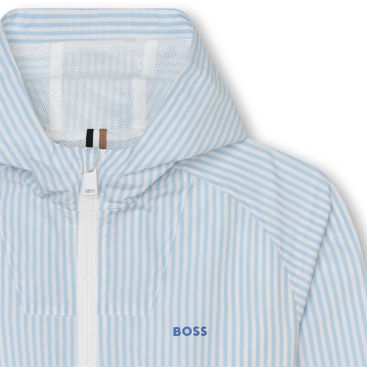 Boys Light Blue Stripes Zip-Up Jacket