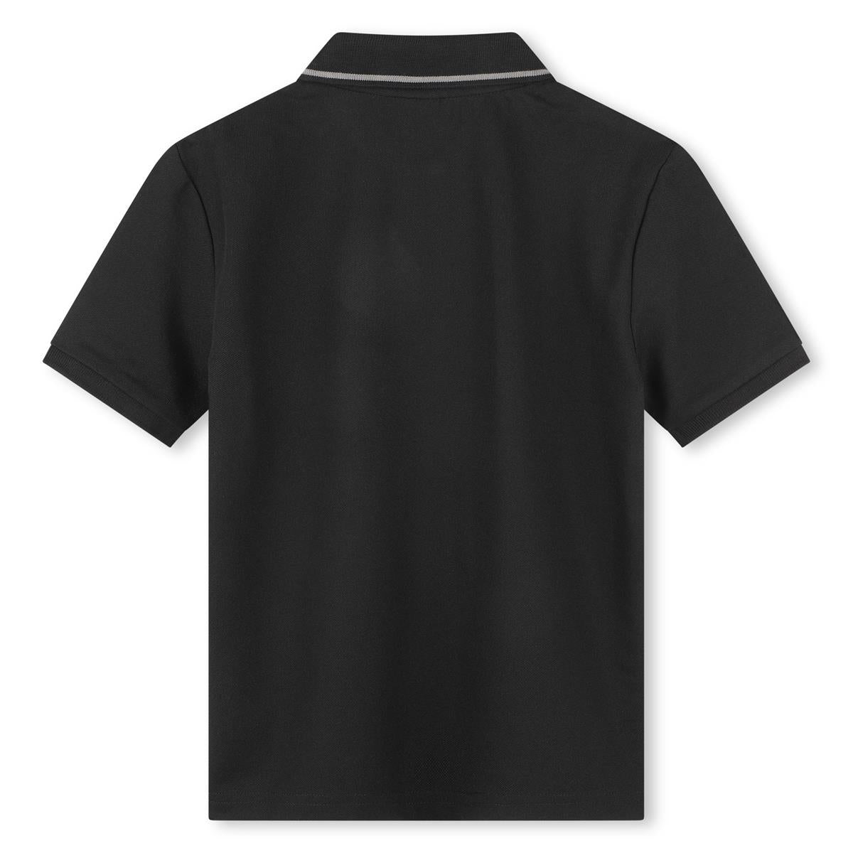 Boys Black Cotton Polo Shirt
