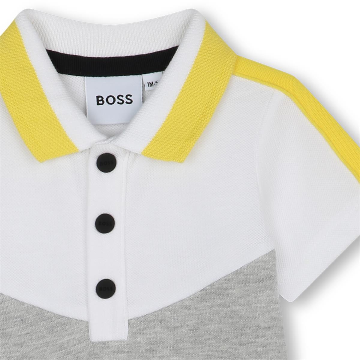 Baby Boys Grey Cotton Babysuit