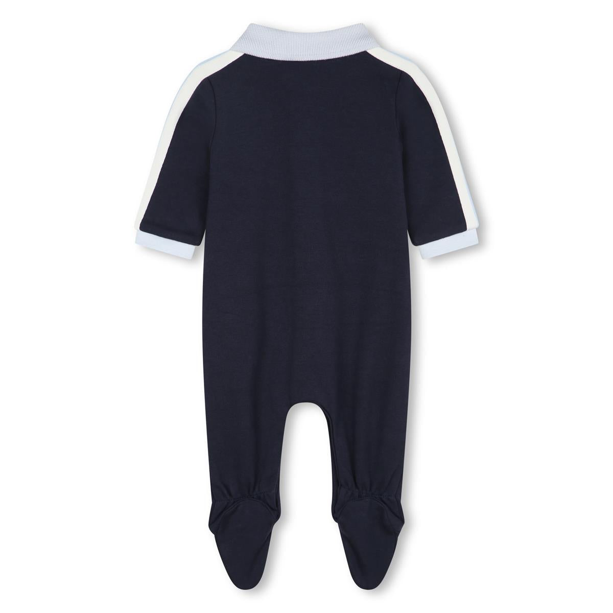 Baby Boys Navy Cotton Babysuit