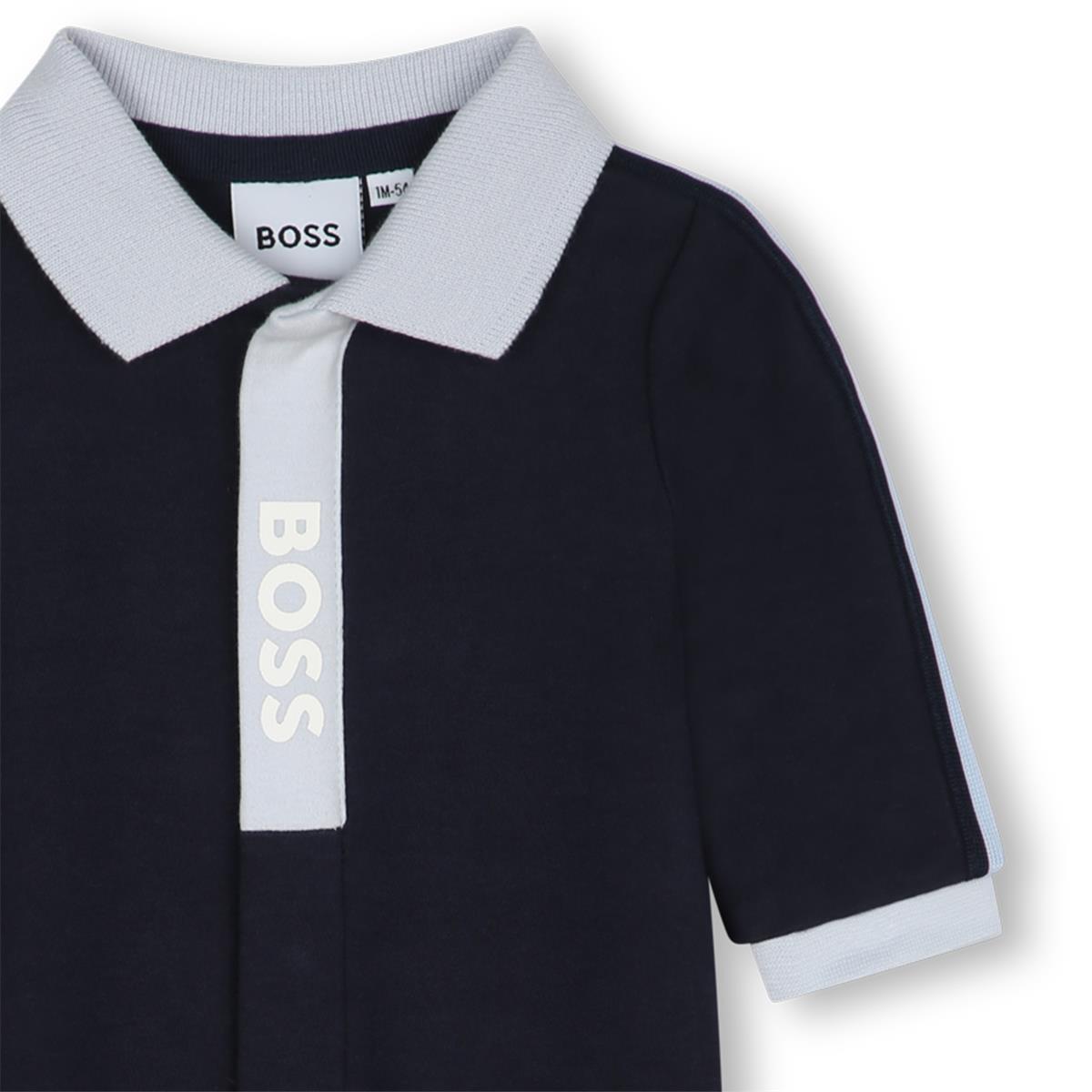 Baby Boys Navy Cotton Babysuit