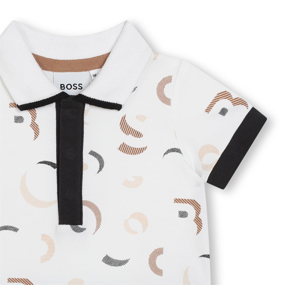 Baby Boys White Cotton Babysuit