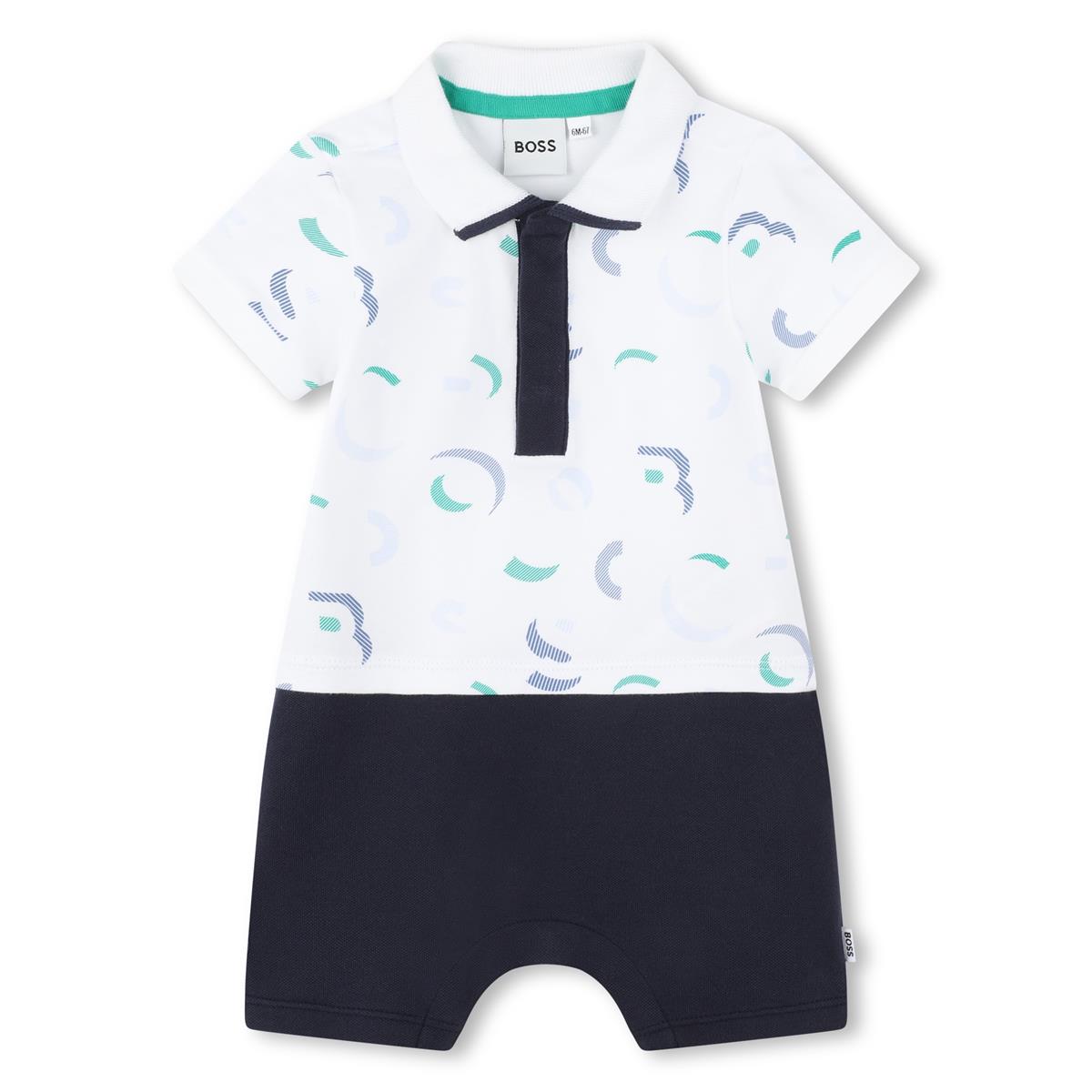 Baby Boys White Cotton Babysuit