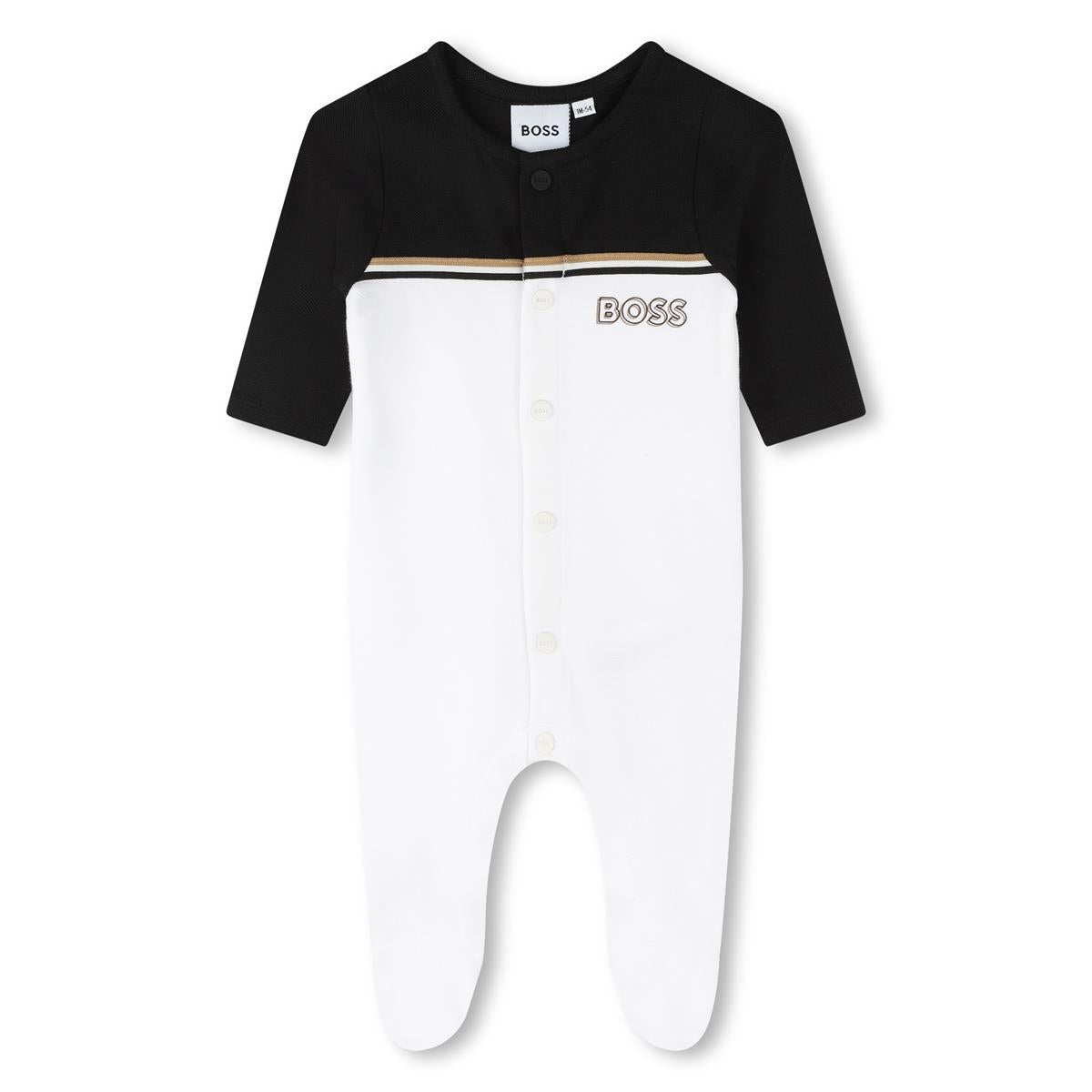 Baby Boys White Cotton Babysuit Set