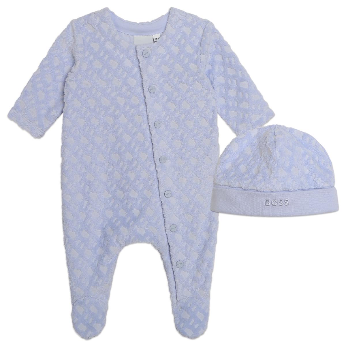 Baby Boys Blue Cotton Babysuit Set