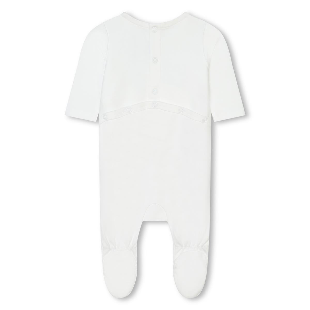 Baby Boys & Girls White Cotton Babysuit